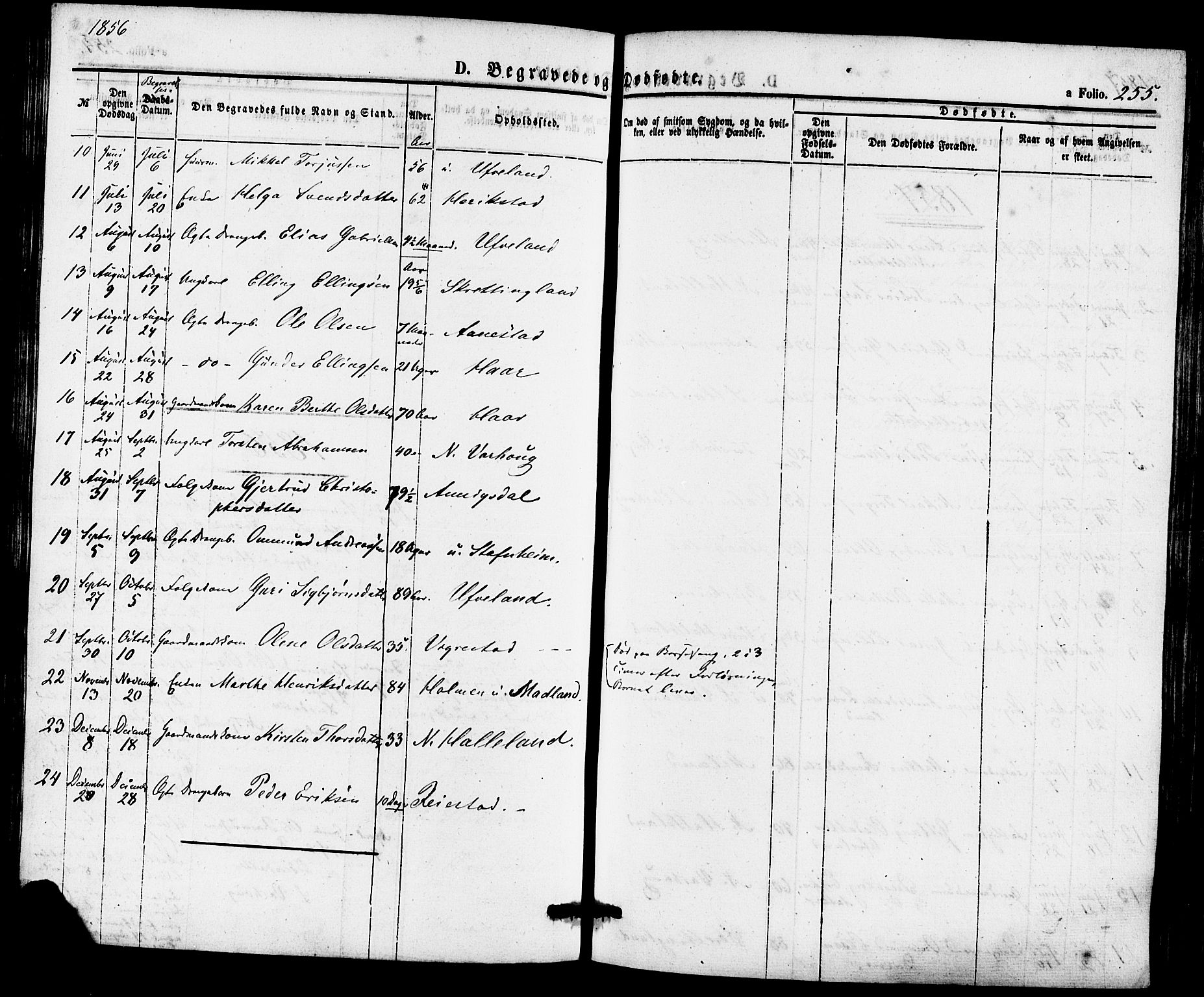 Hå sokneprestkontor, AV/SAST-A-101801/001/30BA/L0009: Parish register (official) no. A 8, 1855-1878, p. 255