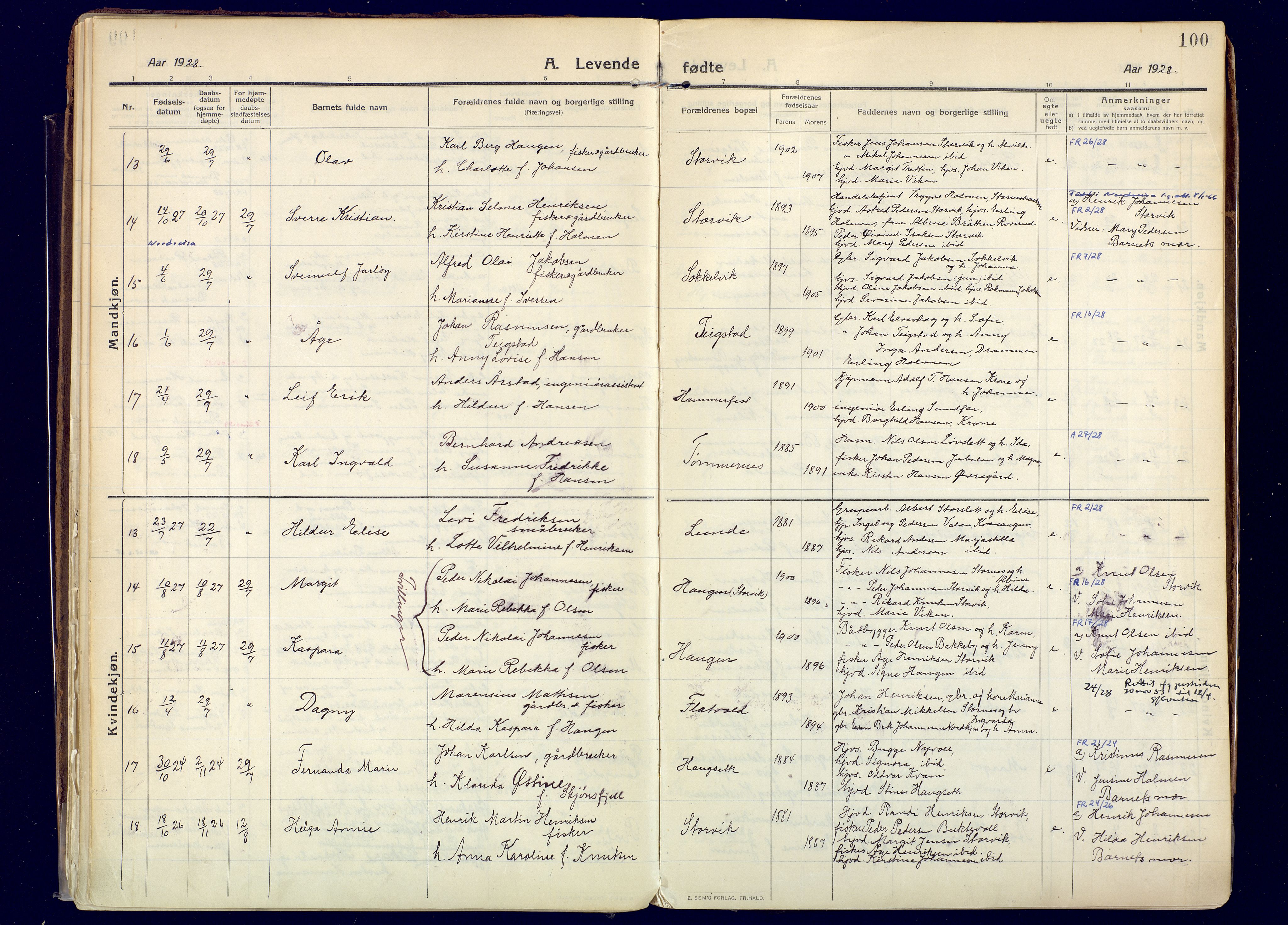 Skjervøy sokneprestkontor, SATØ/S-1300/H/Ha/Haa: Parish register (official) no. 20, 1911-1931, p. 100