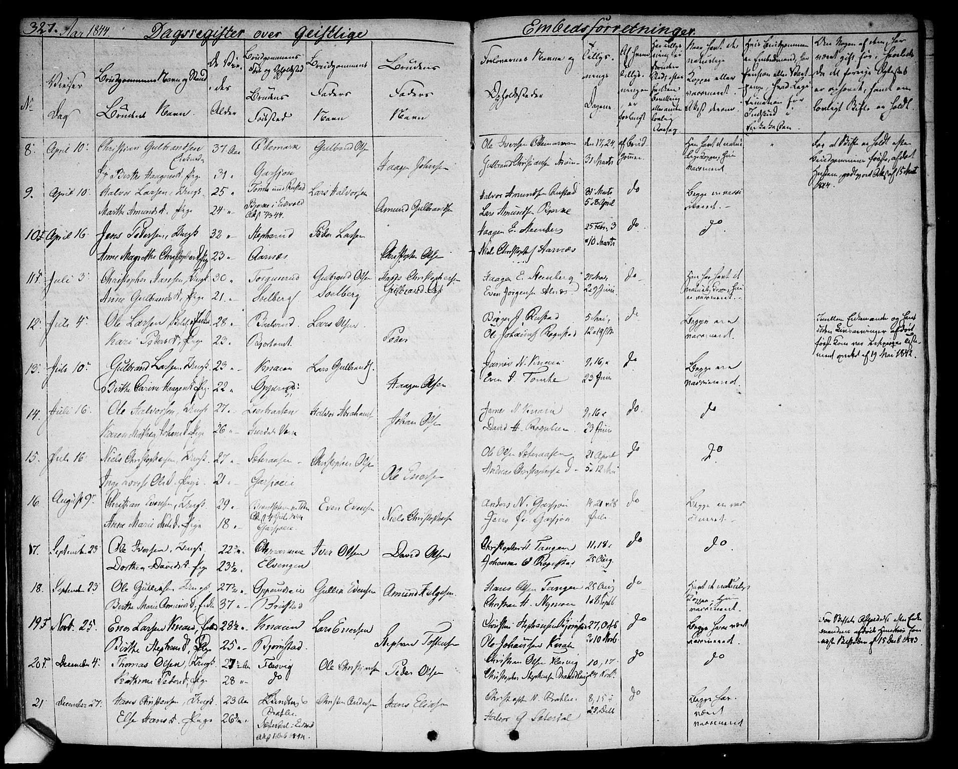Hurdal prestekontor Kirkebøker, AV/SAO-A-10889/F/Fa/L0004: Parish register (official) no. I 4, 1828-1845, p. 327