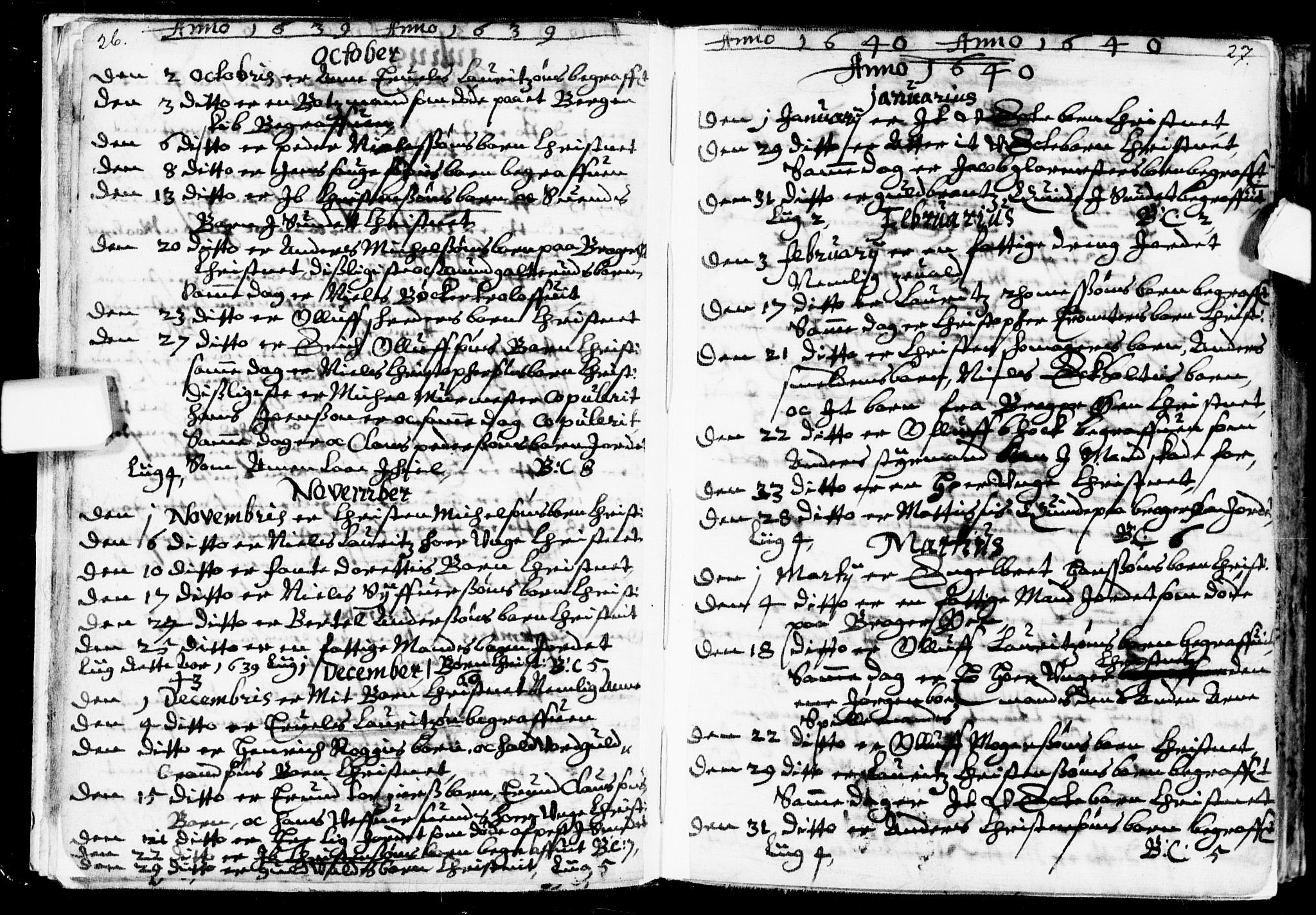 Bragernes kirkebøker, AV/SAKO-A-6/F/Fa/L0001: Parish register (official) no. I 1, 1634-1662, p. 26-27