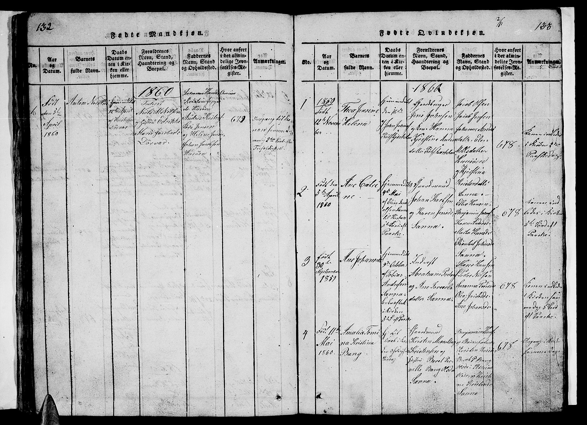 Ministerialprotokoller, klokkerbøker og fødselsregistre - Nordland, SAT/A-1459/840/L0581: Parish register (copy) no. 840C01, 1820-1873, p. 132-133