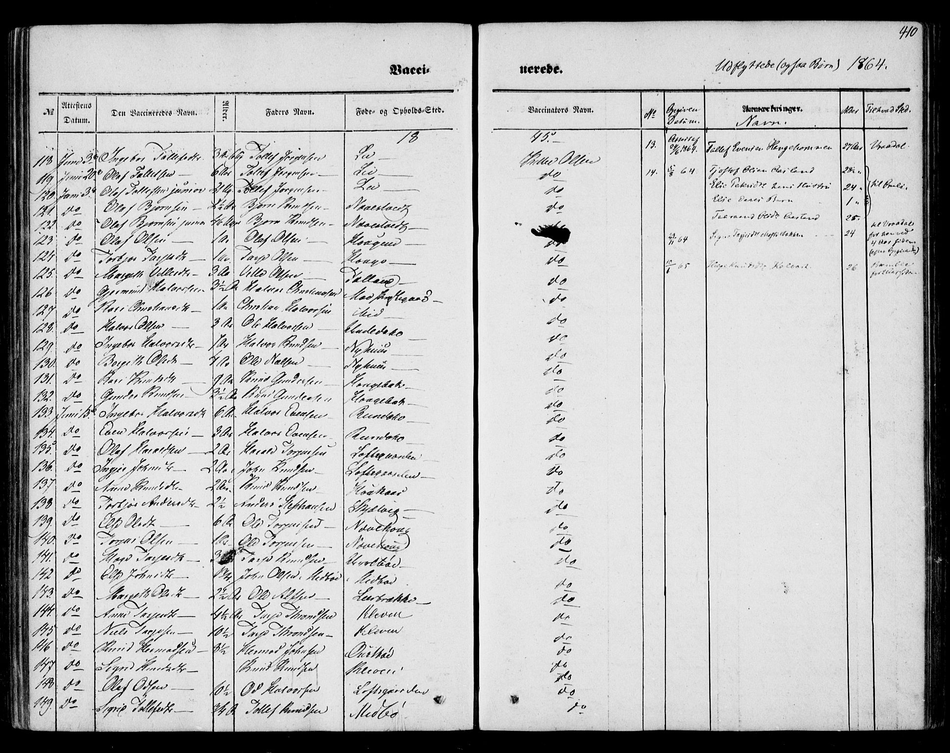 Mo kirkebøker, AV/SAKO-A-286/F/Fa/L0005: Parish register (official) no. I 5, 1844-1864, p. 410