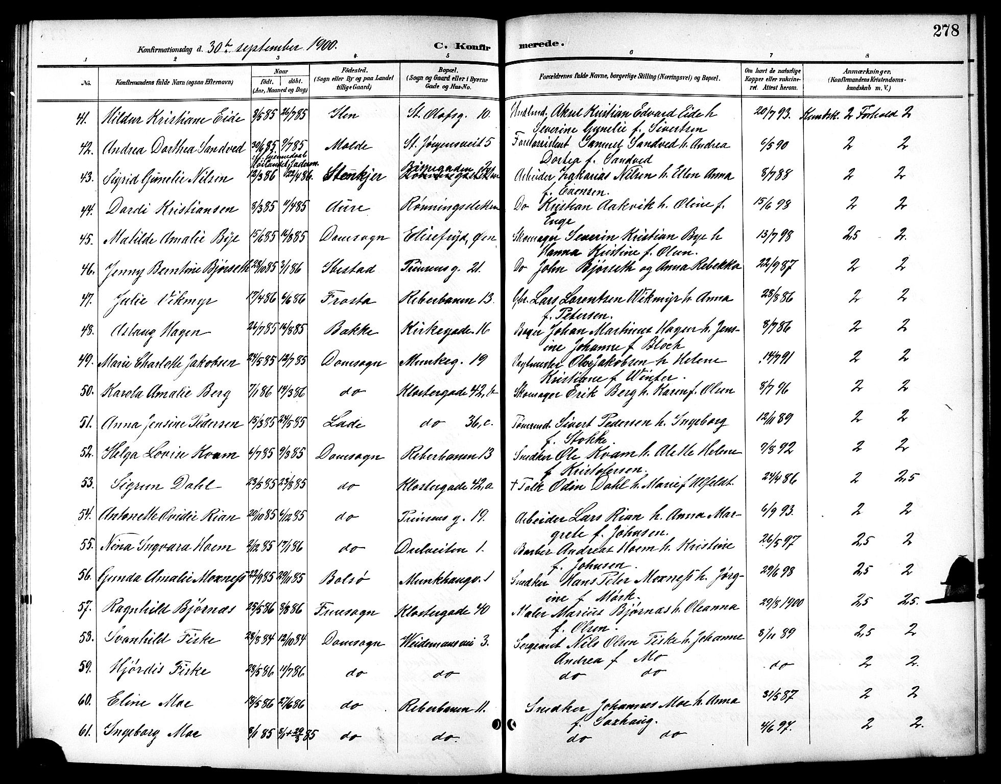 Ministerialprotokoller, klokkerbøker og fødselsregistre - Sør-Trøndelag, AV/SAT-A-1456/601/L0094: Parish register (copy) no. 601C12, 1898-1911, p. 278