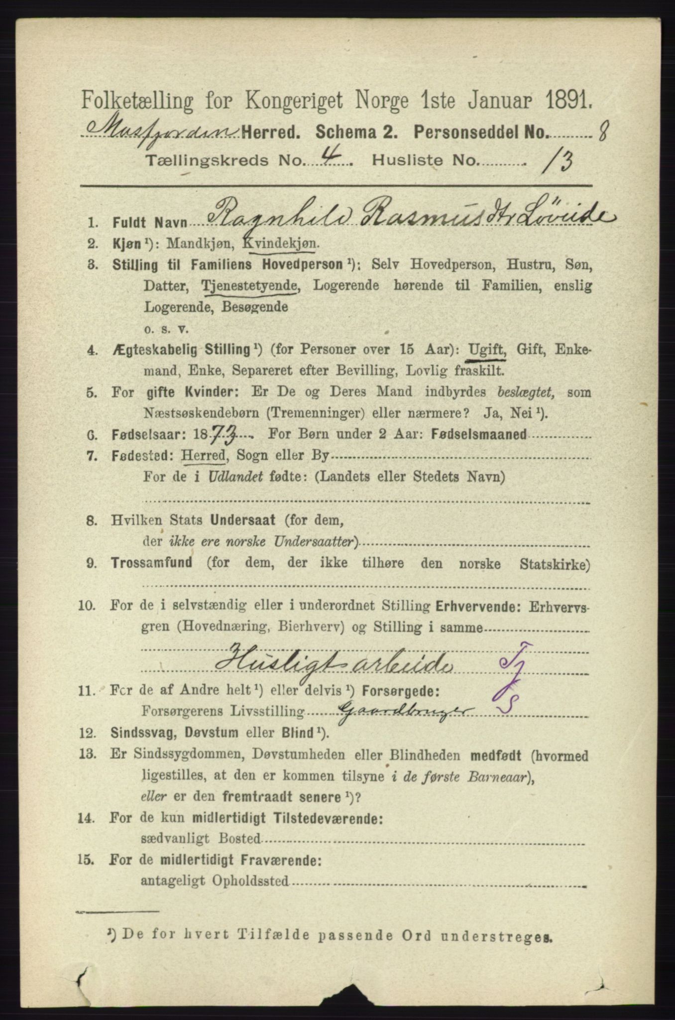 RA, 1891 census for 1266 Masfjorden, 1891, p. 835