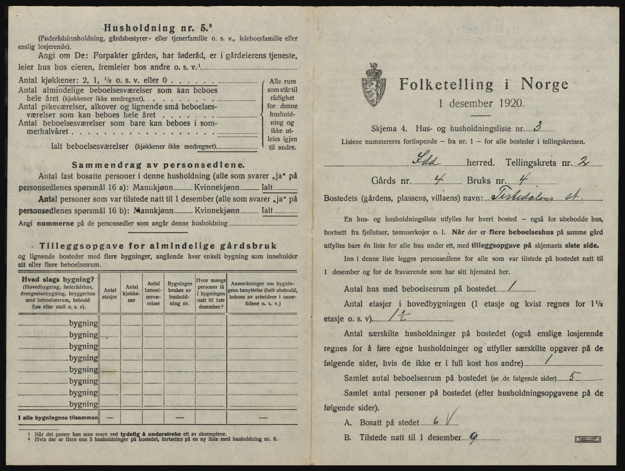 SAO, 1920 census for Idd, 1920, p. 122