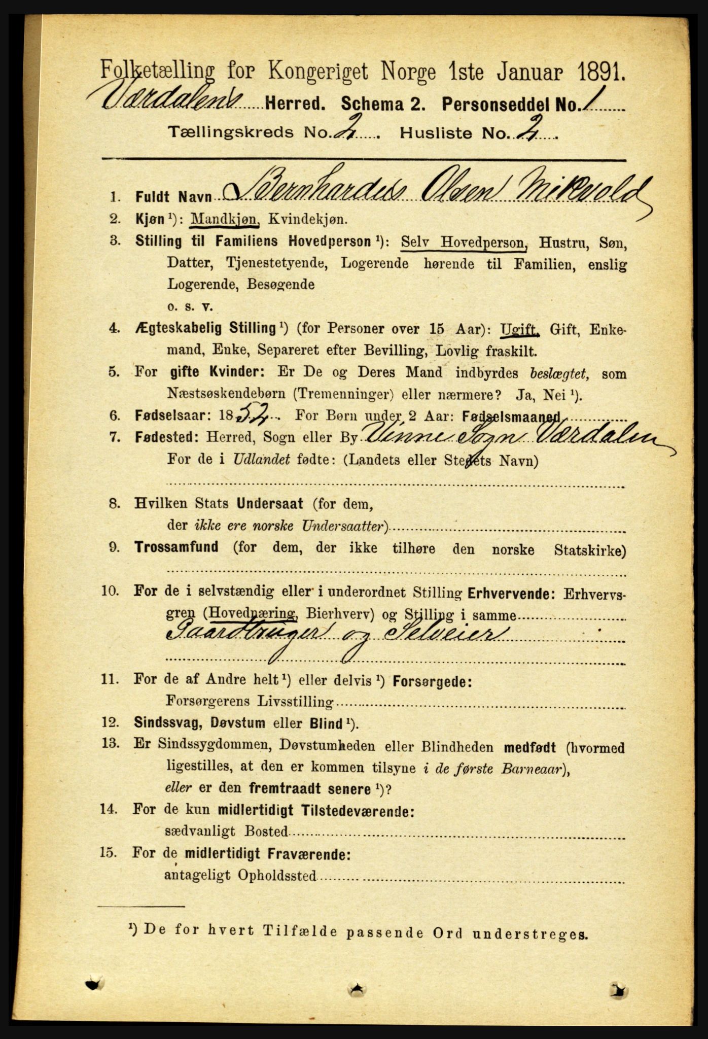 RA, 1891 census for 1721 Verdal, 1891, p. 792