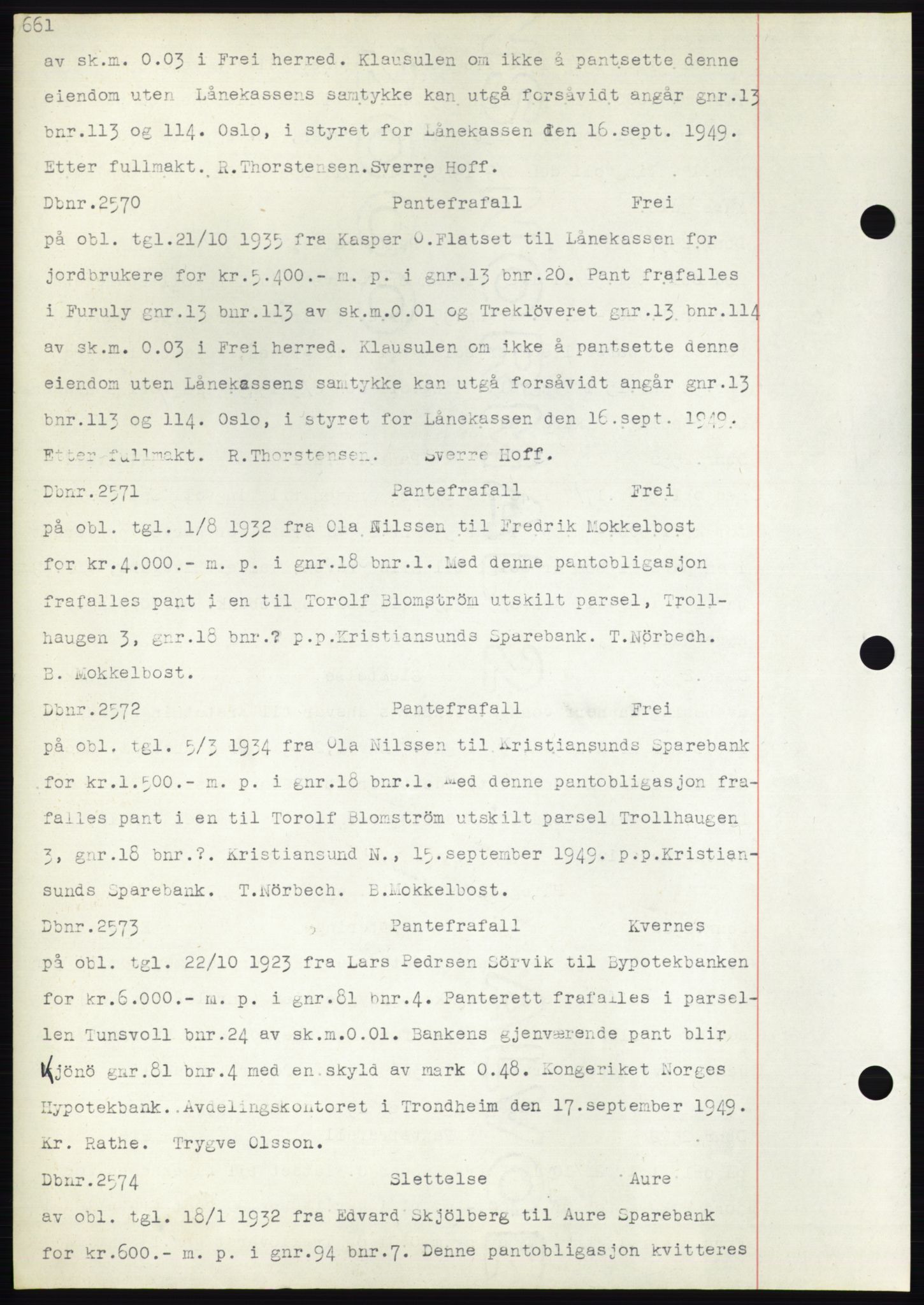 Nordmøre sorenskriveri, SAT/A-4132/1/2/2Ca: Mortgage book no. C82b, 1946-1951, Diary no: : 2570/1949
