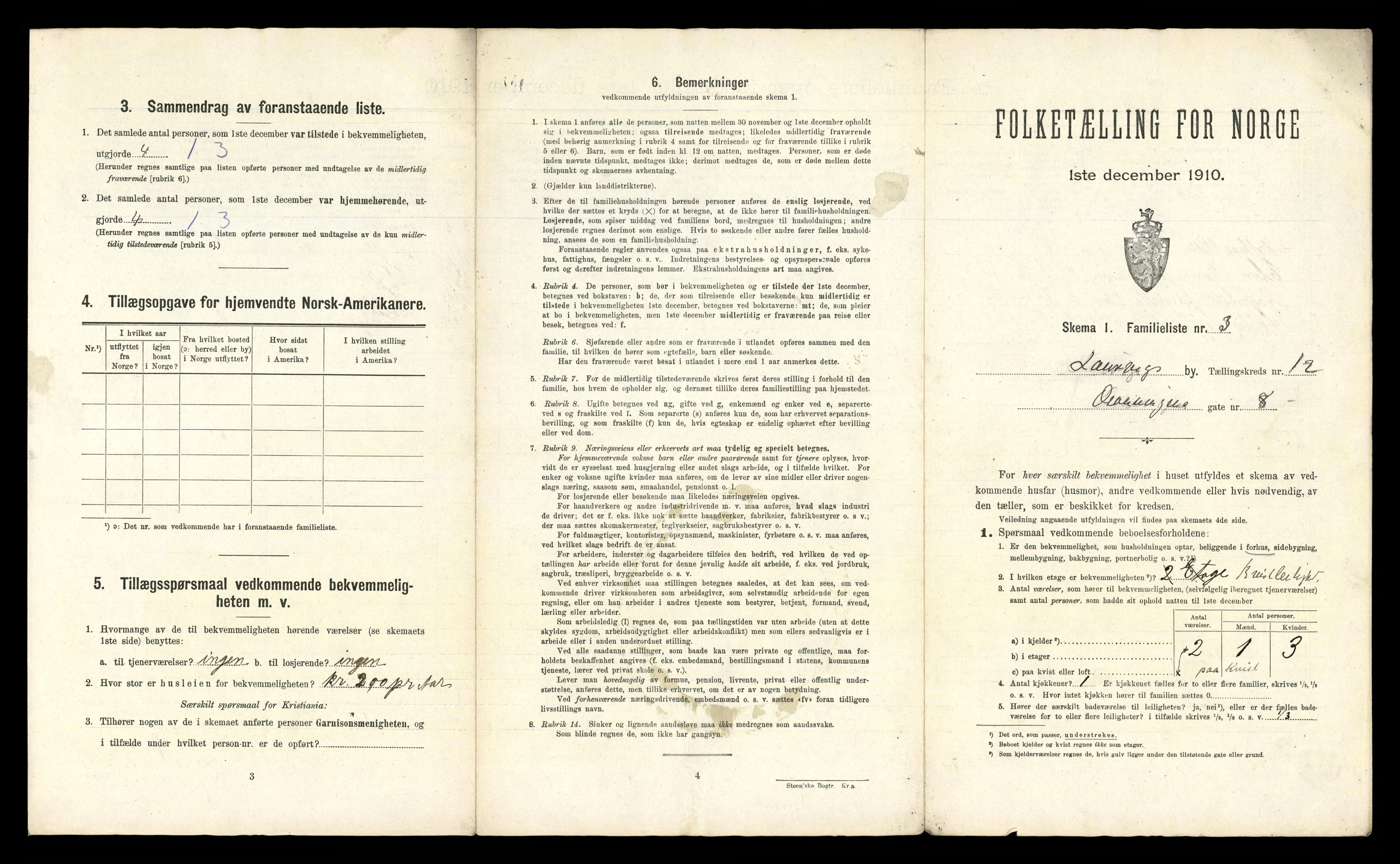 RA, 1910 census for Larvik, 1910, p. 3851