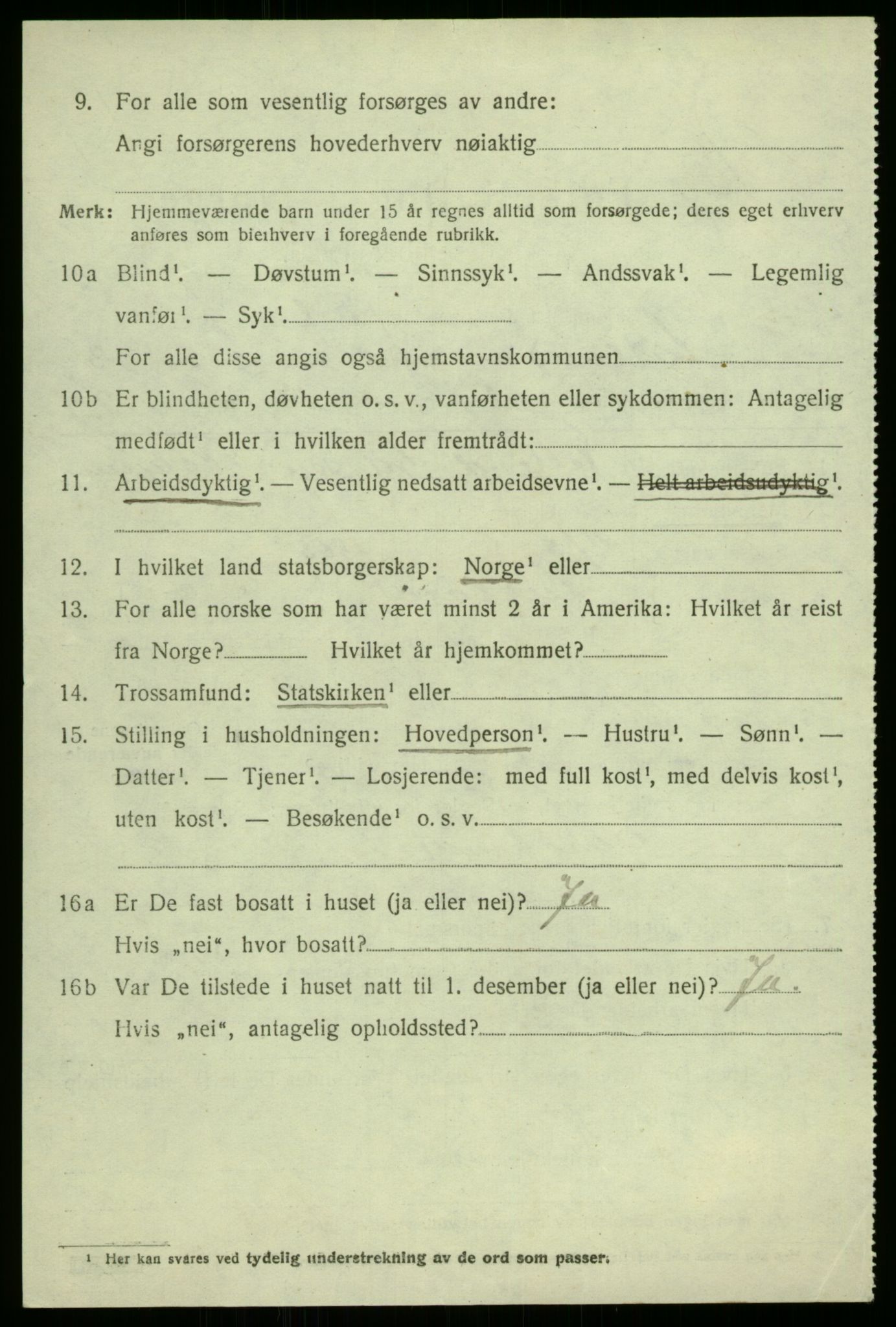 SAB, 1920 census for Aurland, 1920, p. 2145