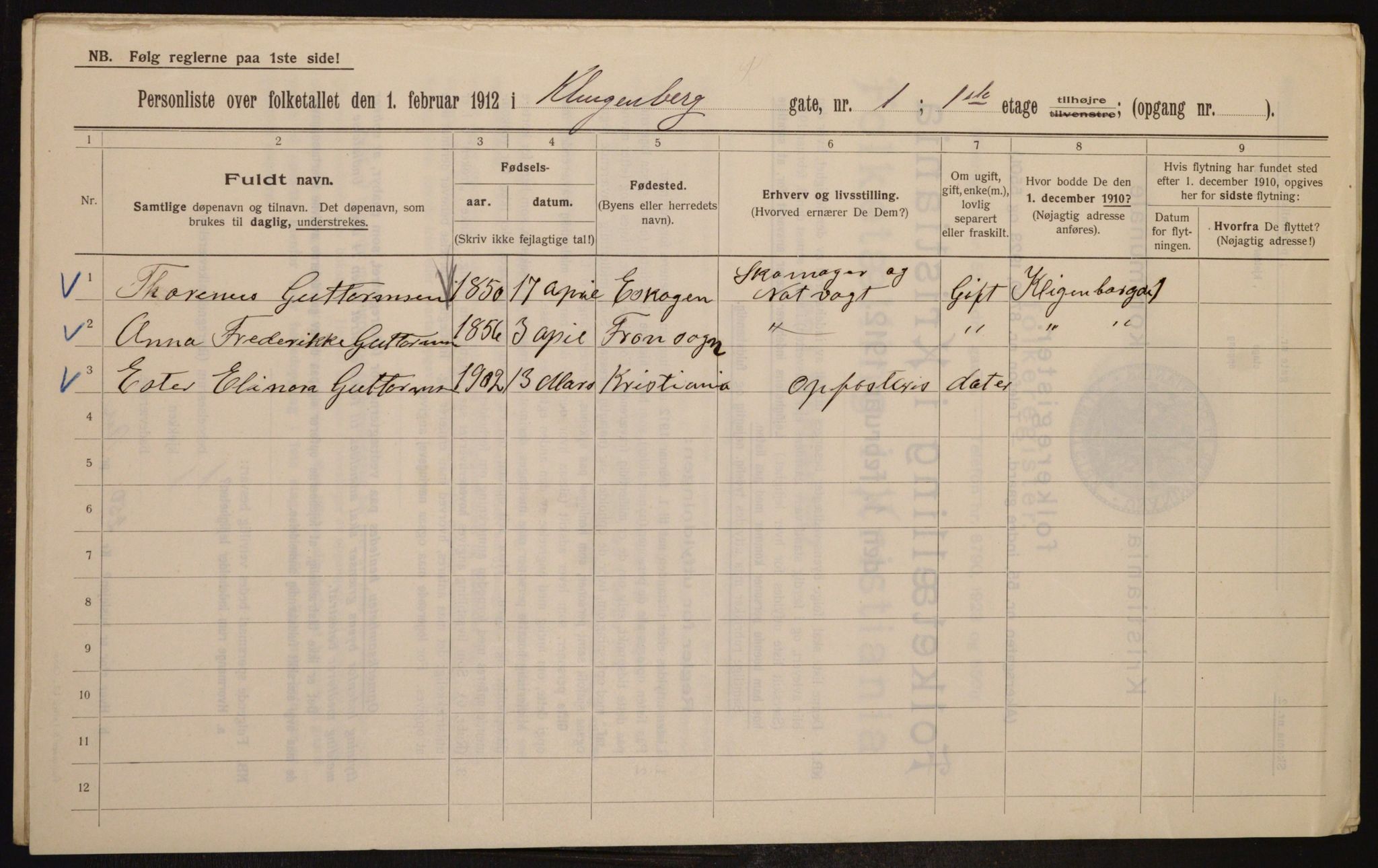 OBA, Municipal Census 1912 for Kristiania, 1912, p. 52093