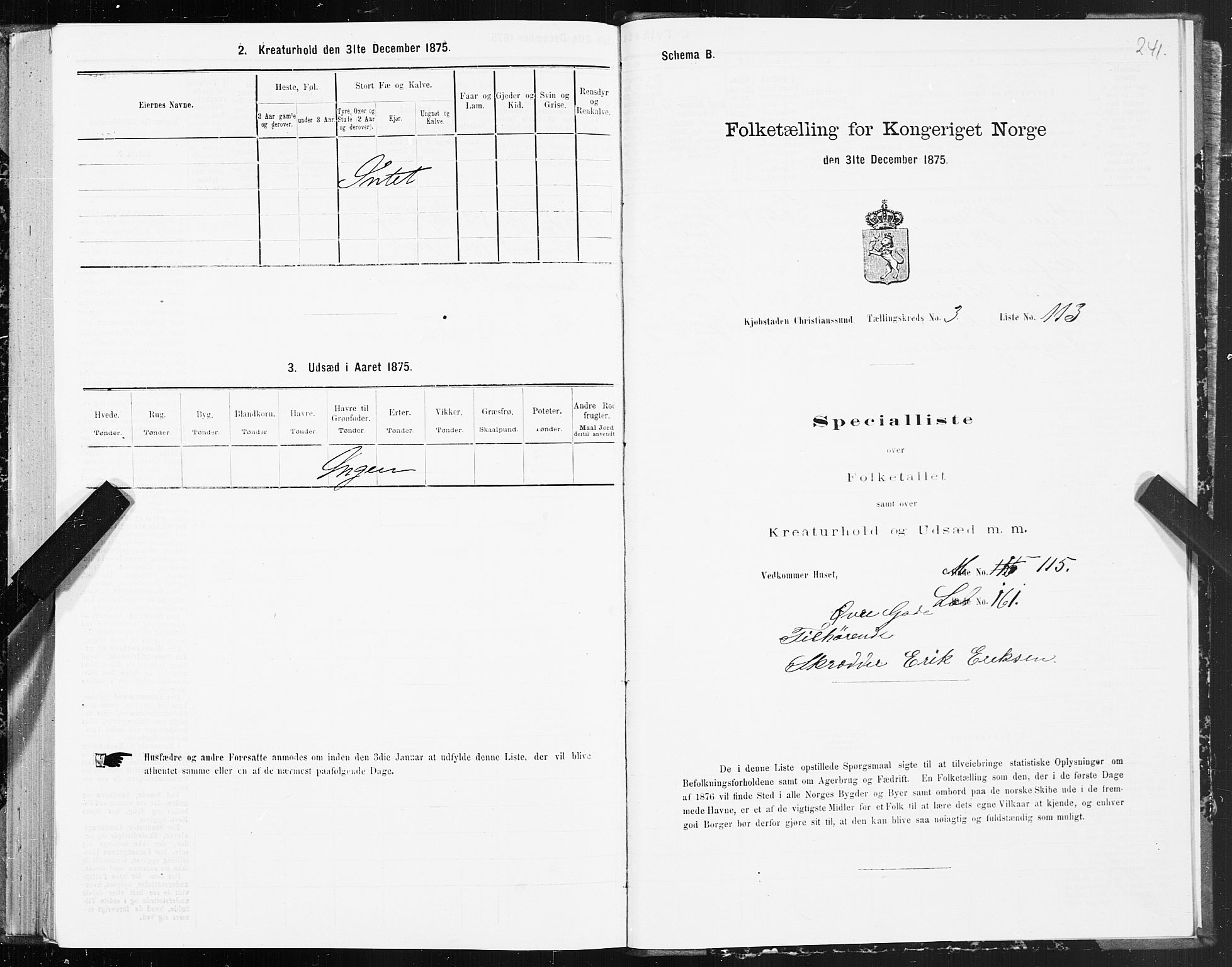 SAT, 1875 census for 1503B Kristiansund/Kristiansund, 1875, p. 3241