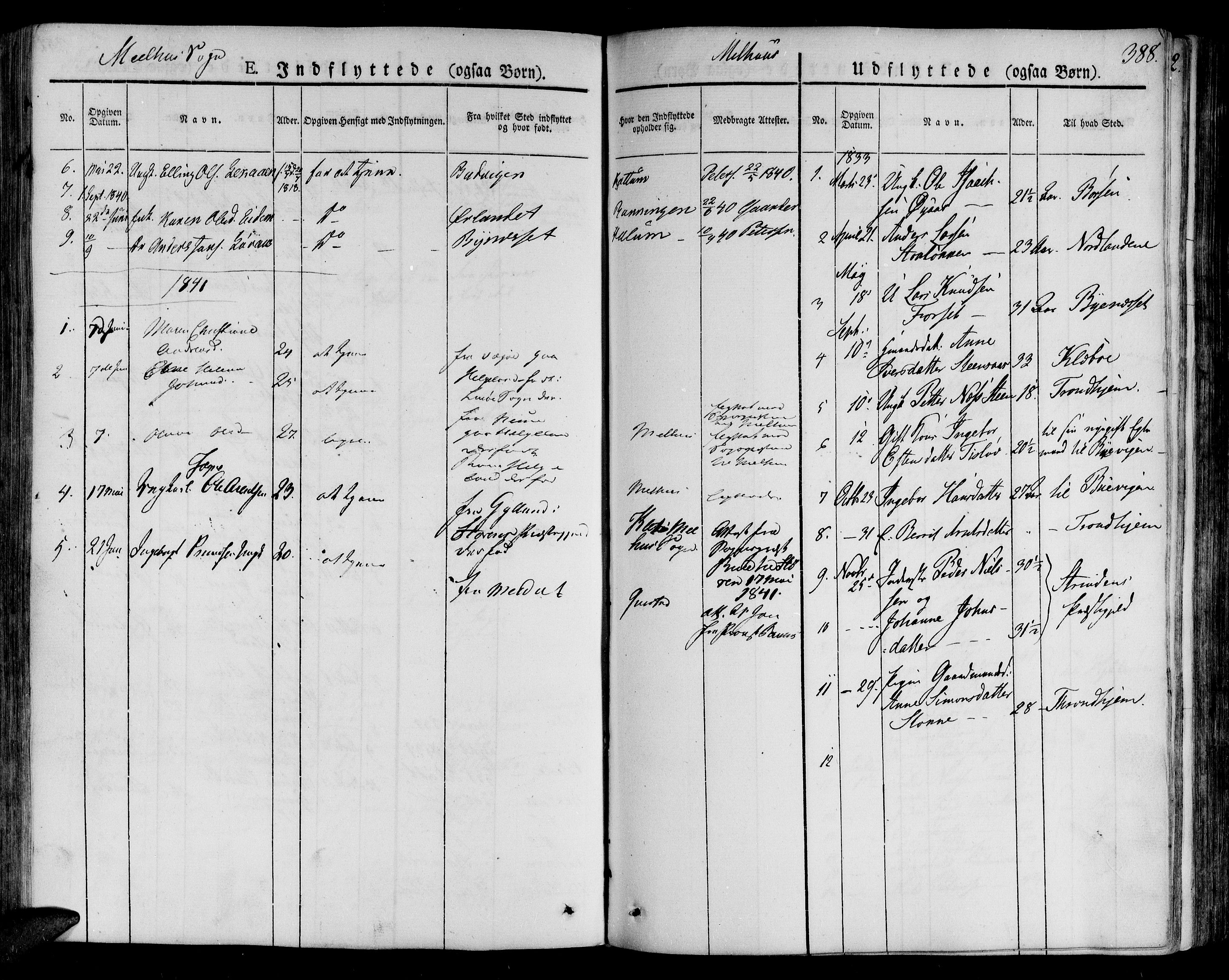 Ministerialprotokoller, klokkerbøker og fødselsregistre - Sør-Trøndelag, SAT/A-1456/691/L1070: Parish register (official) no. 691A05 /1, 1826-1841, p. 388