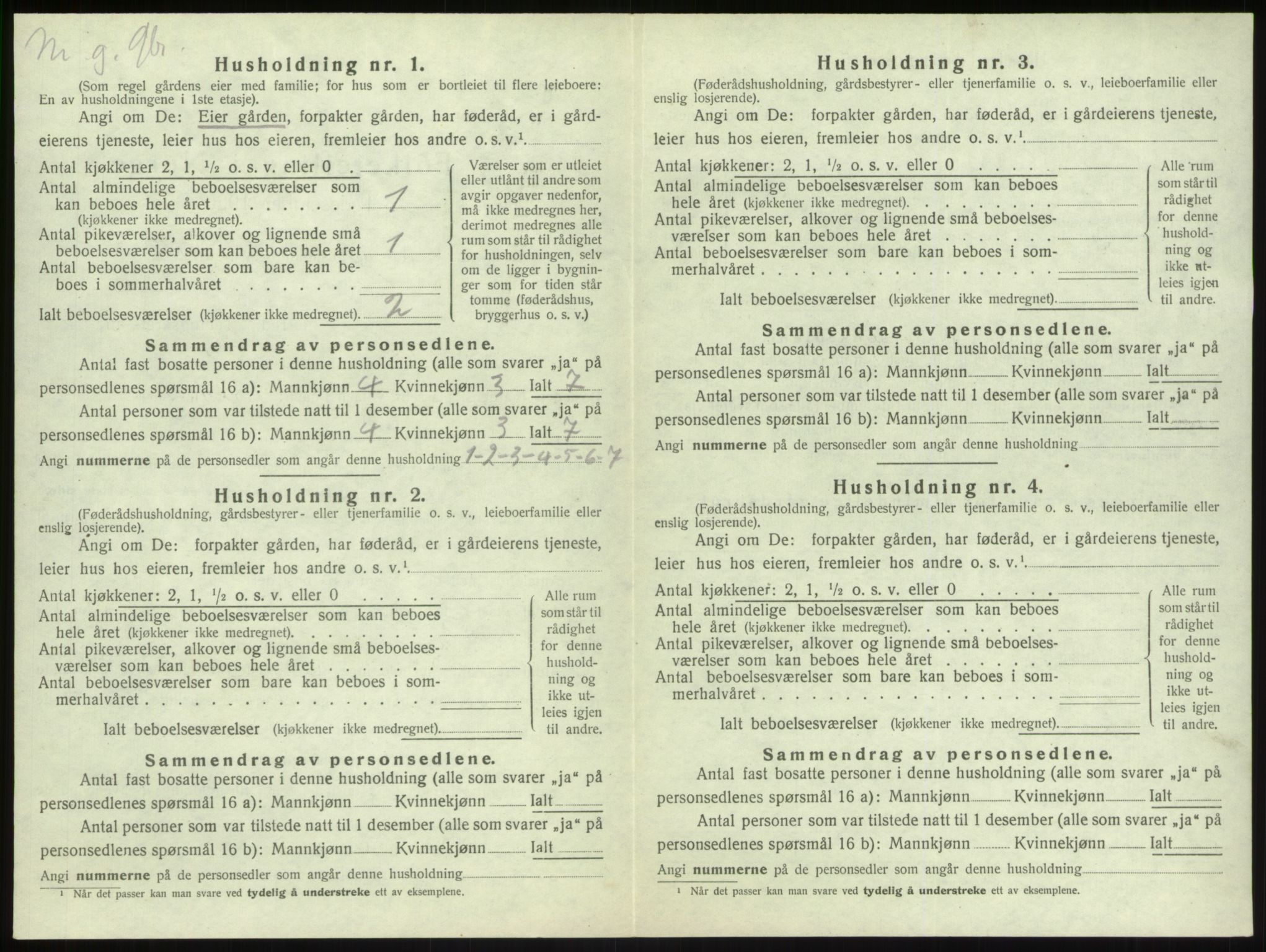 SAB, 1920 census for Vik, 1920, p. 1018