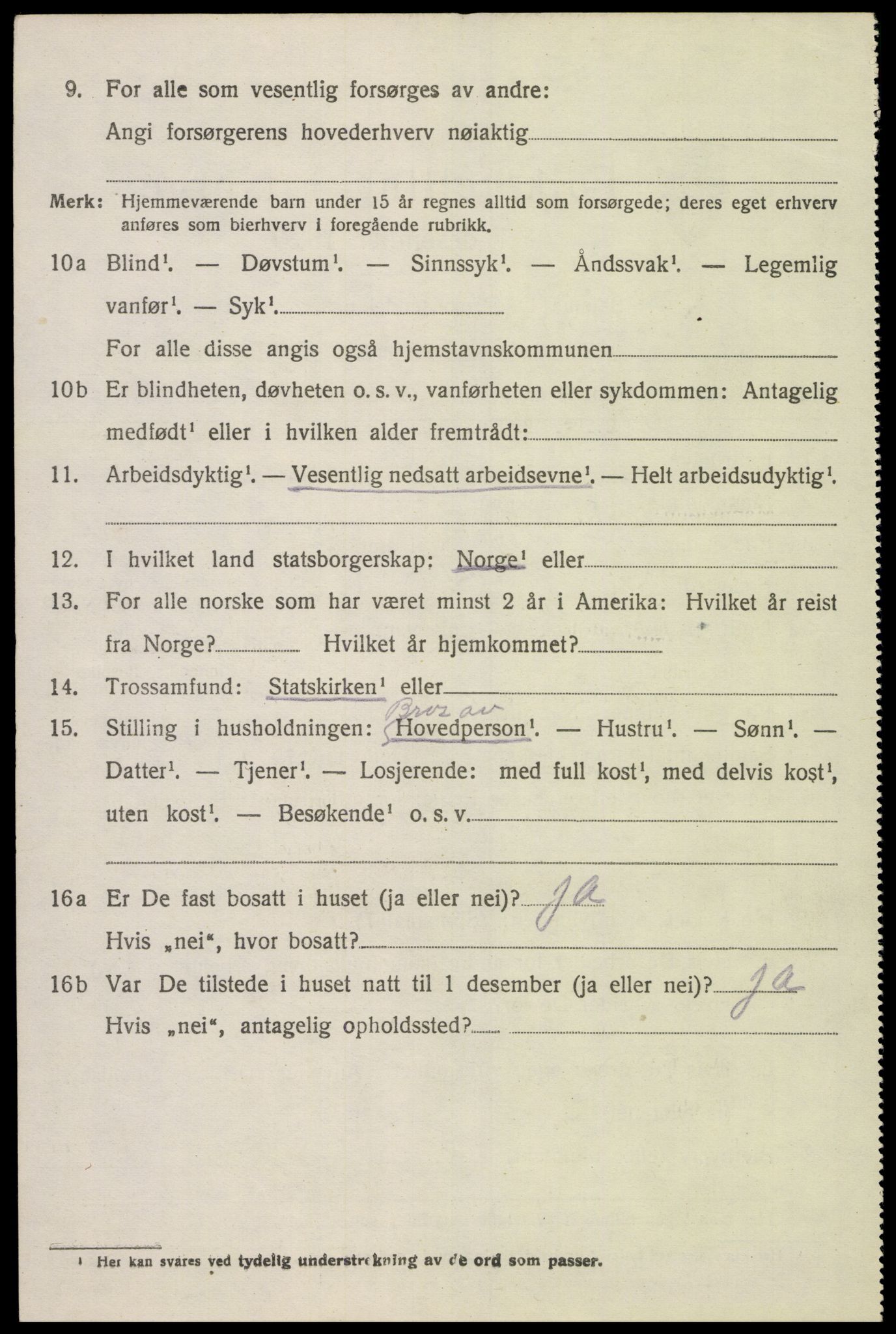 SAK, 1920 census for Holum, 1920, p. 2124