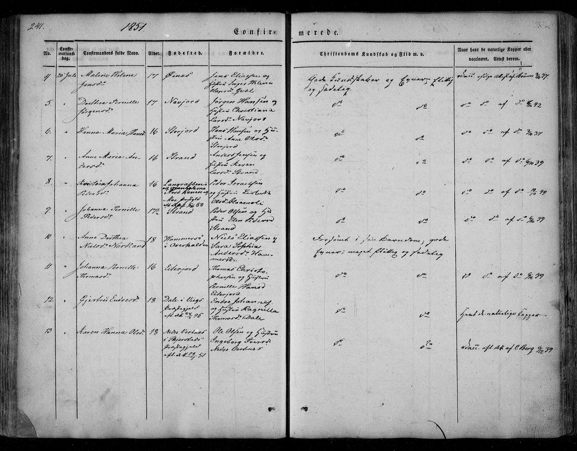 Ministerialprotokoller, klokkerbøker og fødselsregistre - Nordland, AV/SAT-A-1459/846/L0644: Parish register (official) no. 846A02, 1837-1872, p. 241