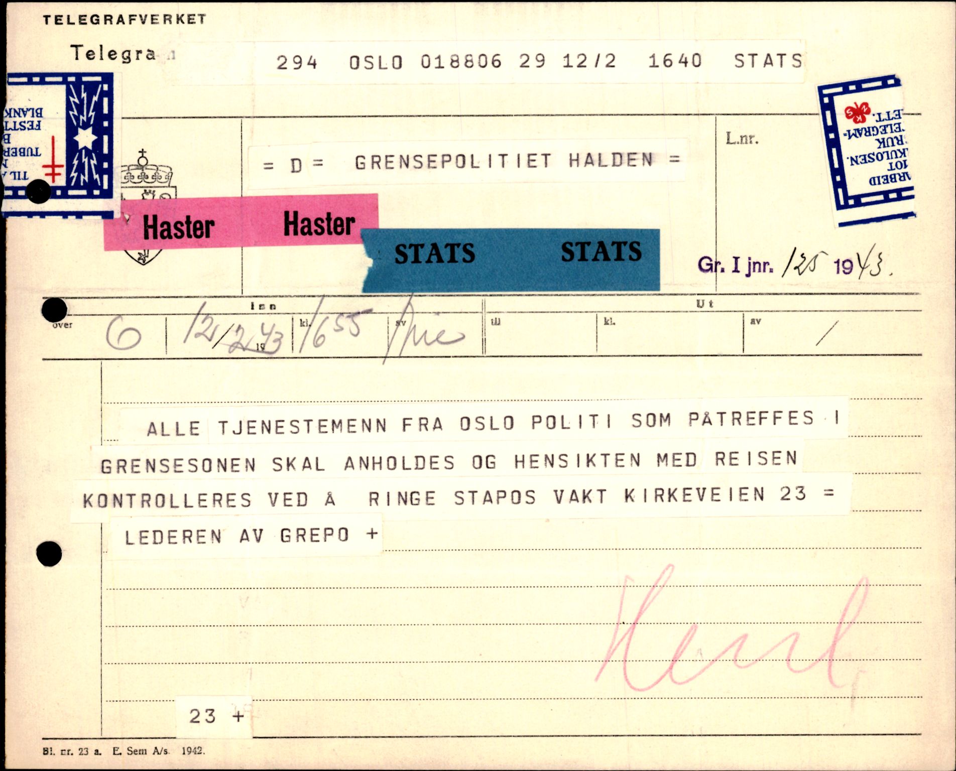 Forsvarets Overkommando. 2 kontor. Arkiv 11.4. Spredte tyske arkivsaker, AV/RA-RAFA-7031/D/Dar/Darc/L0006: BdSN, 1942-1945, p. 603