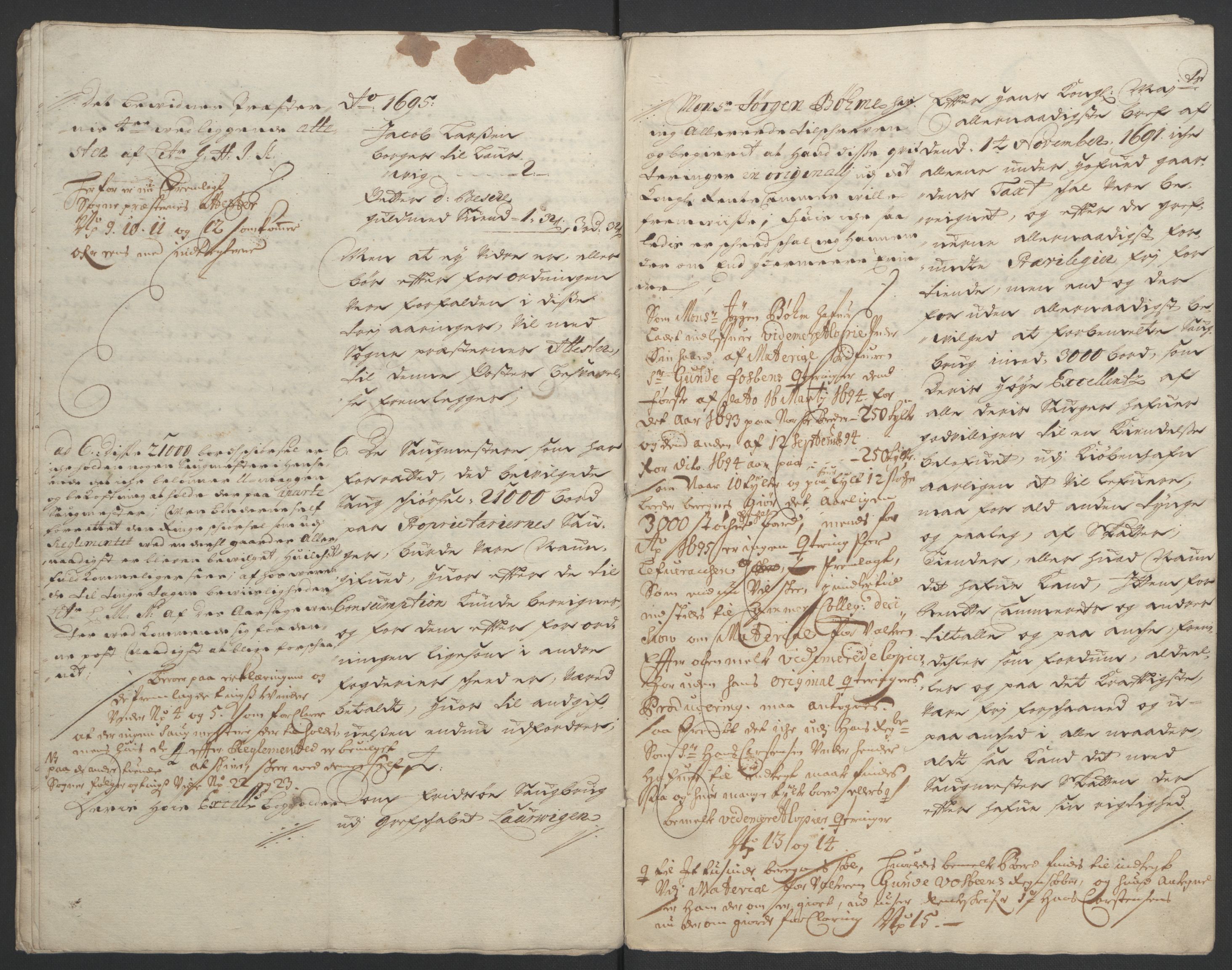 Rentekammeret inntil 1814, Reviderte regnskaper, Fogderegnskap, RA/EA-4092/R33/L1974: Fogderegnskap Larvik grevskap, 1693-1695, p. 313