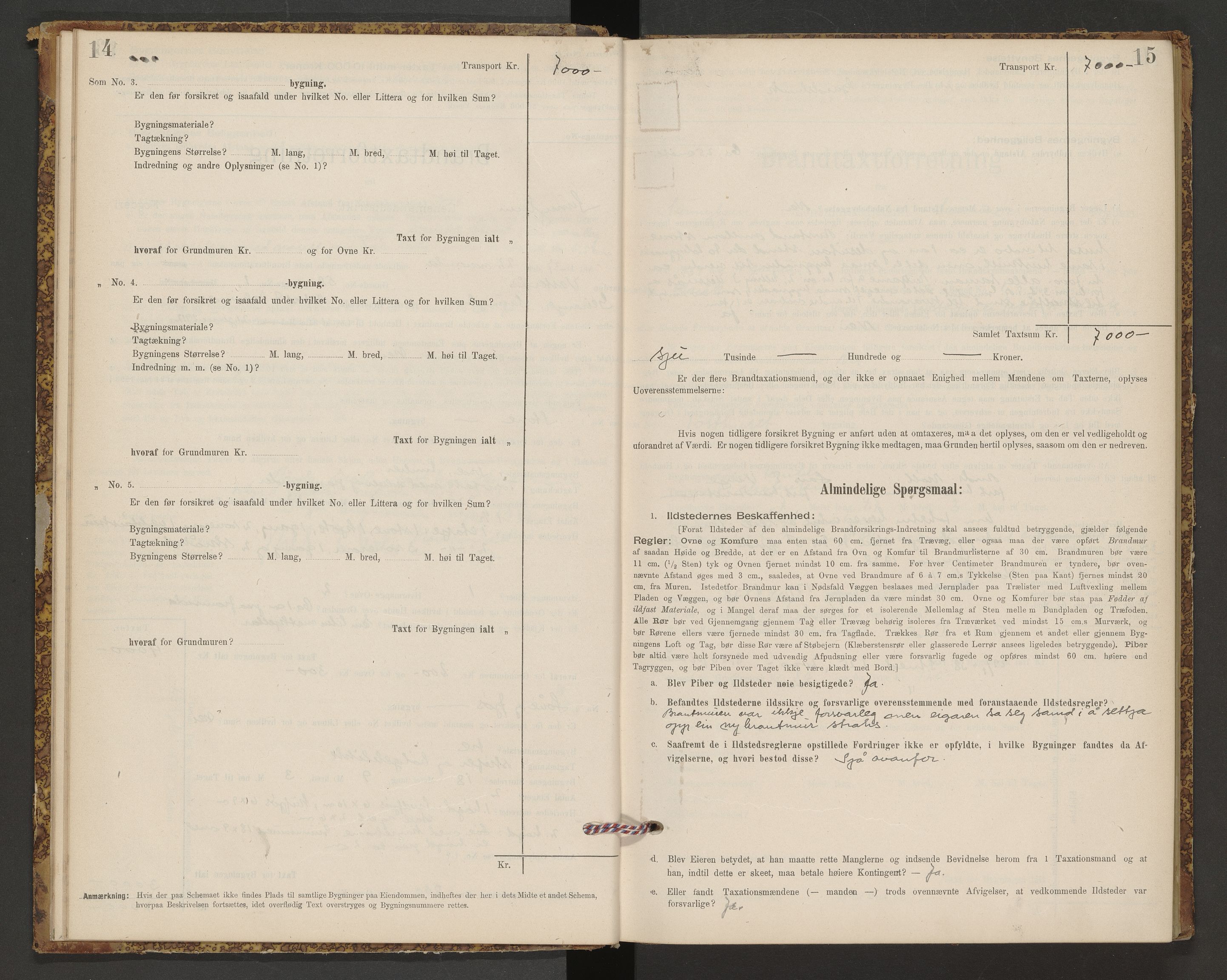 Norges Brannkasse Sunnylven, AV/SAT-A-5491/Fb/L0001: Branntakstprotokoll, 1935-1955, p. 14-15