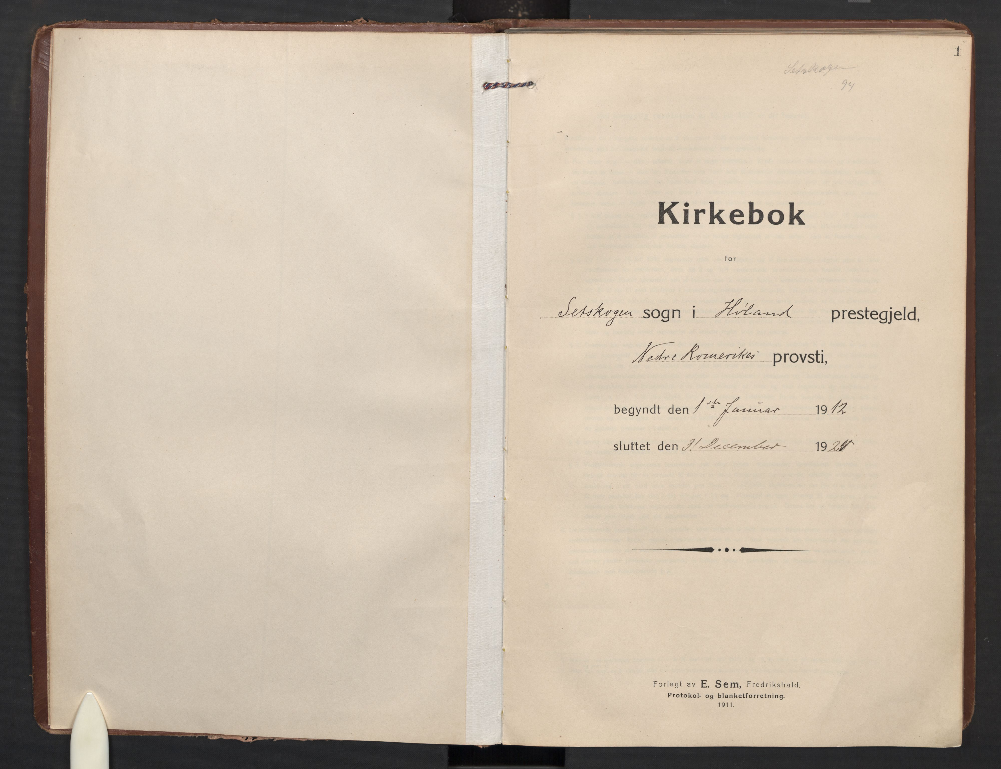 Høland prestekontor Kirkebøker, AV/SAO-A-10346a/F/Fc: Parish register (official) no. III 4, 1912-1924, p. 1