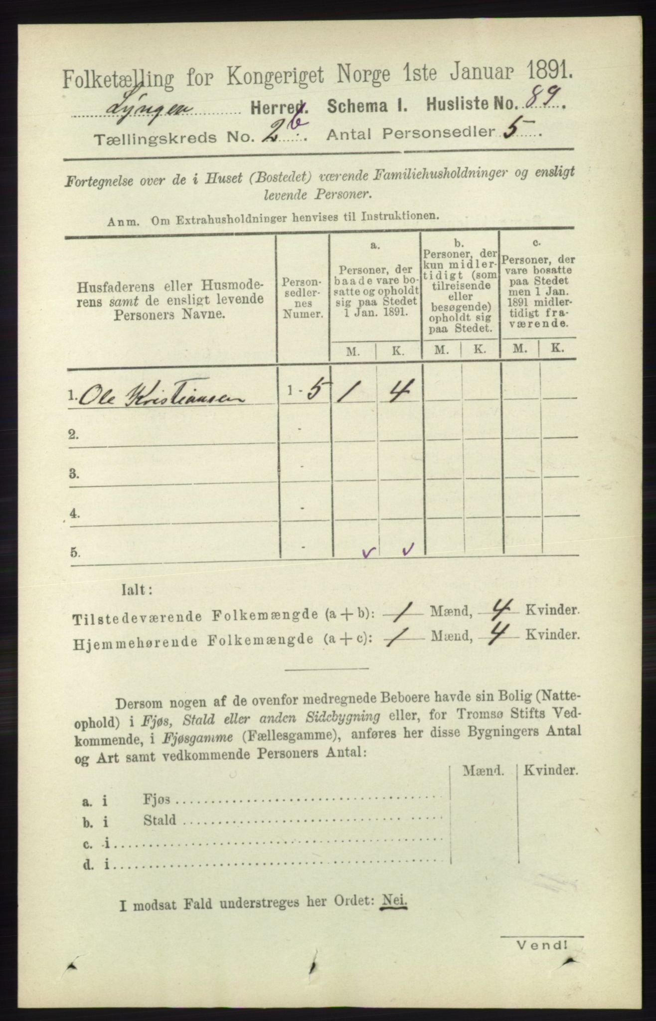 RA, 1891 census for 1938 Lyngen, 1891, p. 2457