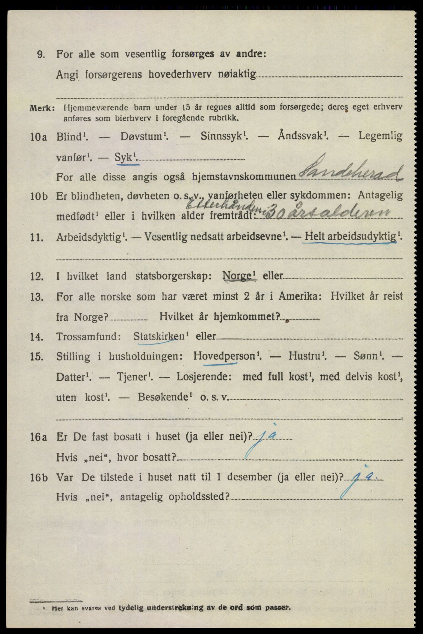 SAKO, 1920 census for Sandeherred, 1920, p. 18579