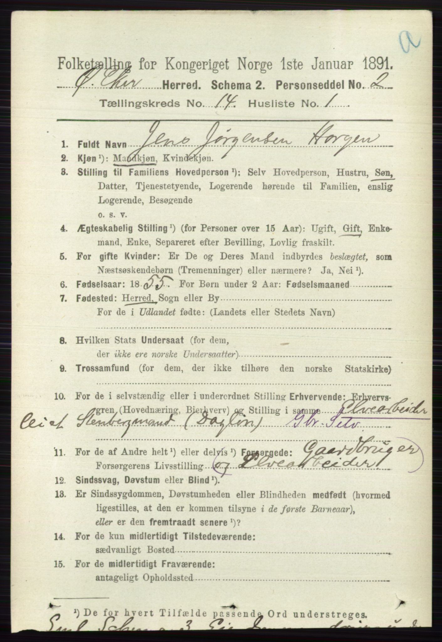 RA, 1891 census for 0624 Øvre Eiker, 1891, p. 6455
