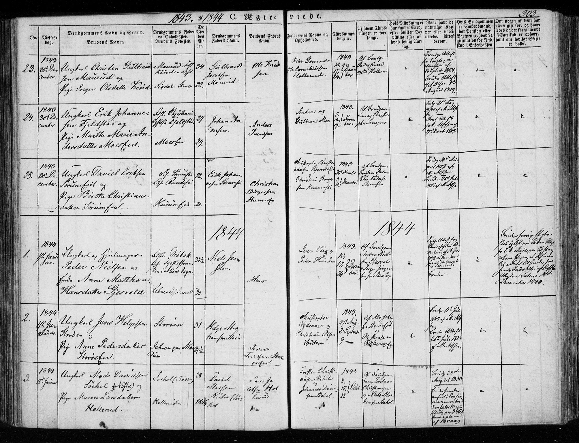 Hole kirkebøker, SAKO/A-228/F/Fa/L0005: Parish register (official) no. I 5, 1833-1851, p. 303