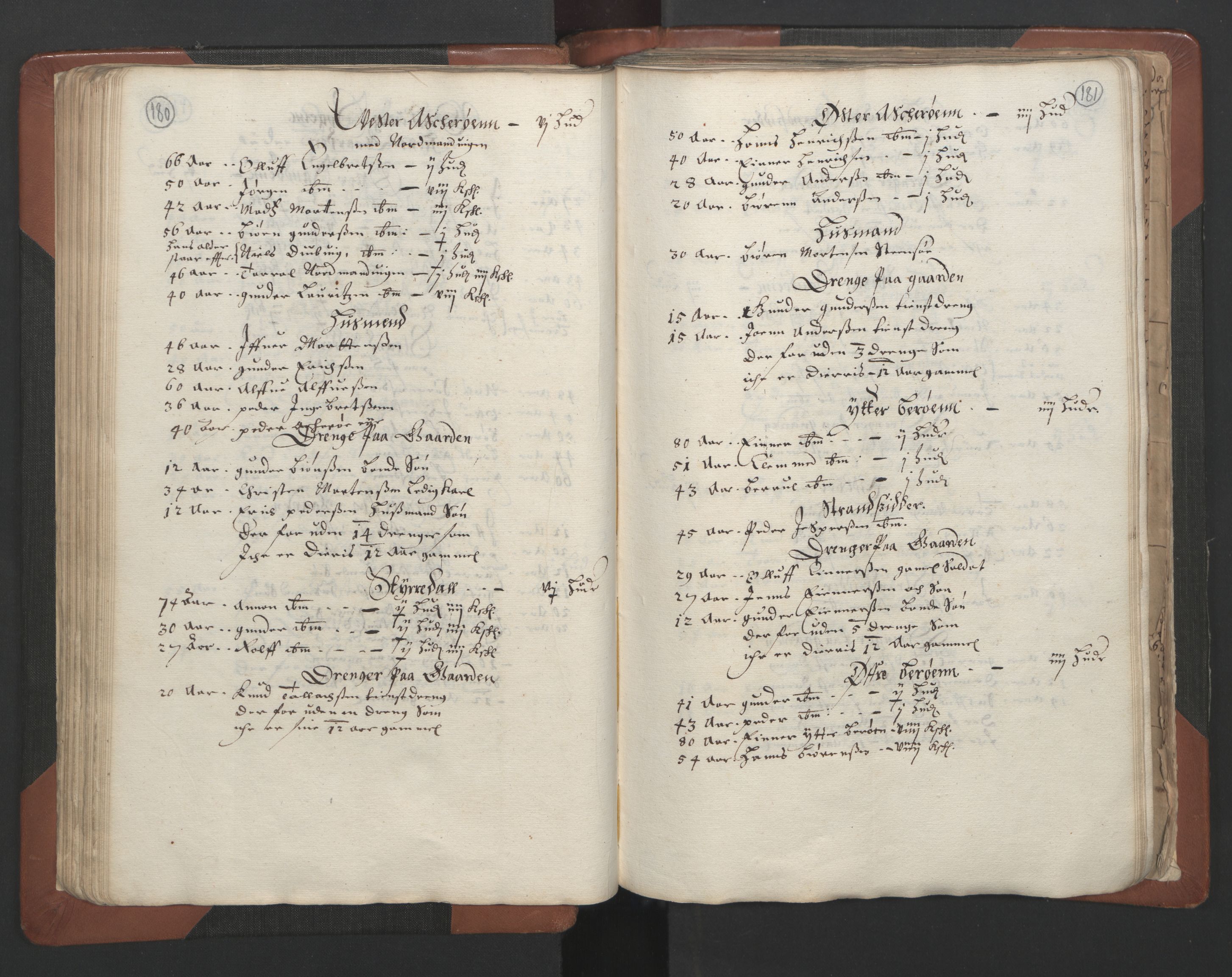 RA, Bailiff's Census 1664-1666, no. 7: Nedenes fogderi, 1664-1666, p. 180-181