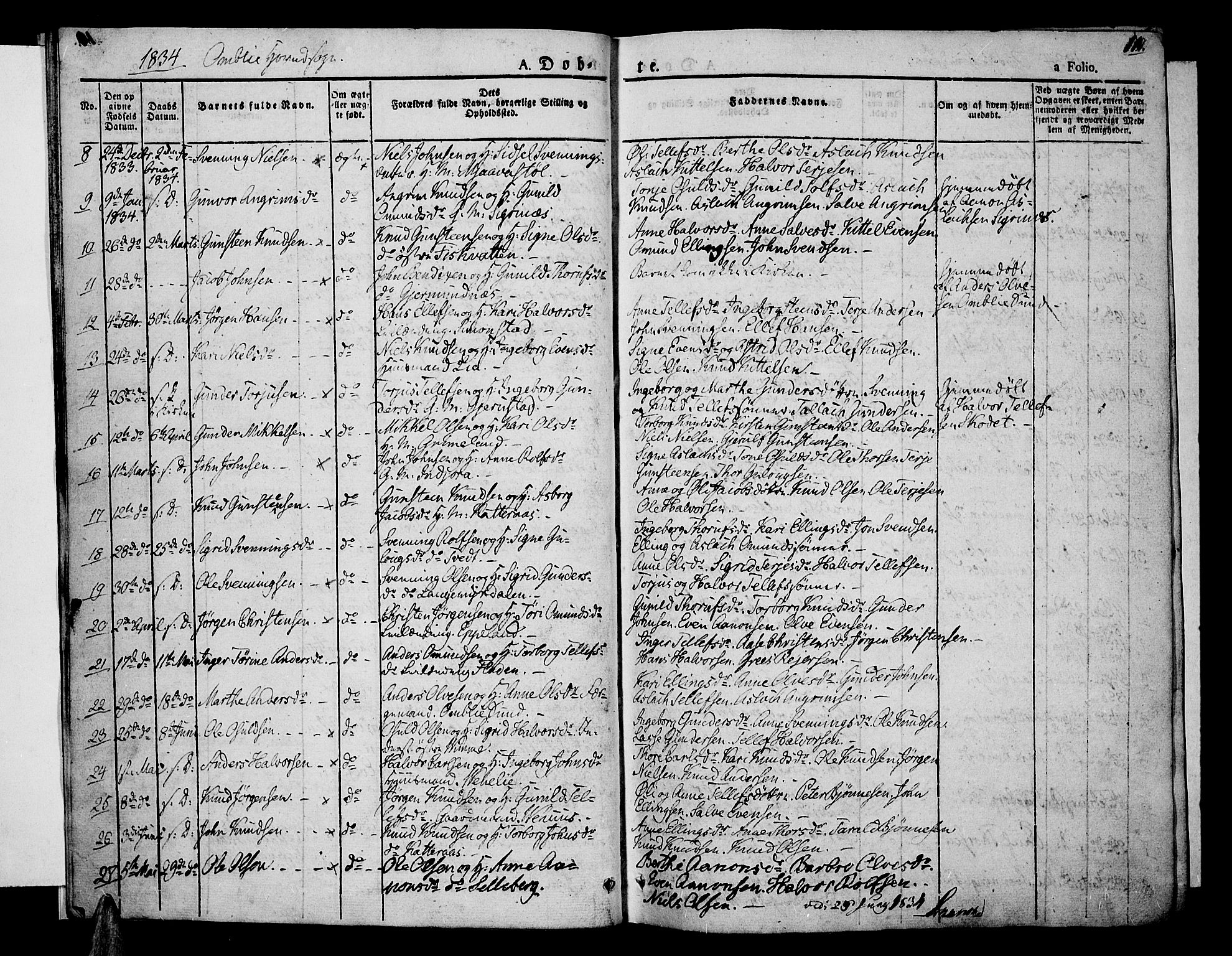 Åmli sokneprestkontor, AV/SAK-1111-0050/F/Fa/Fac/L0007: Parish register (official) no. A 7 /1, 1829-1851, p. 11