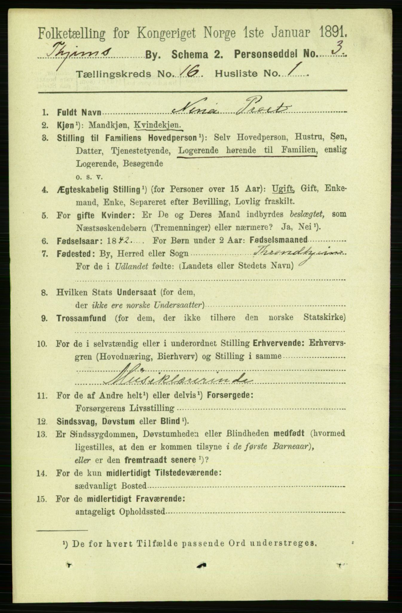 RA, 1891 census for 1601 Trondheim, 1891, p. 12322