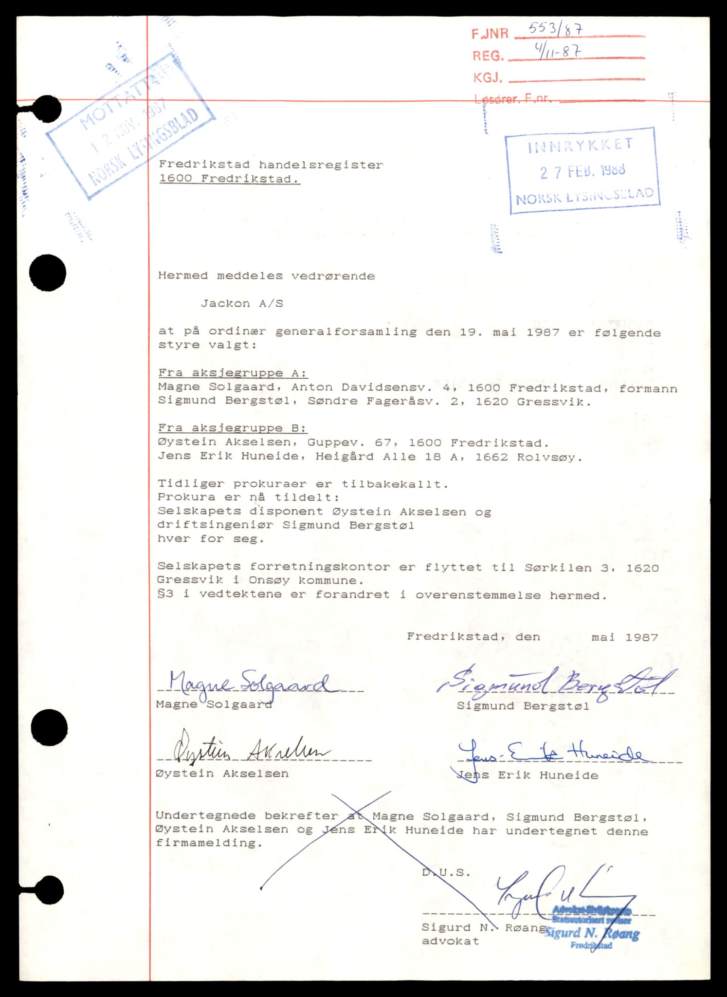 Fredrikstad tingrett, SAT/A-10473/K/Kb/Kbb/L0028: Enkeltmannsforetak, aksjeselskap og andelslag, J-Joha, 1944-1990, p. 1