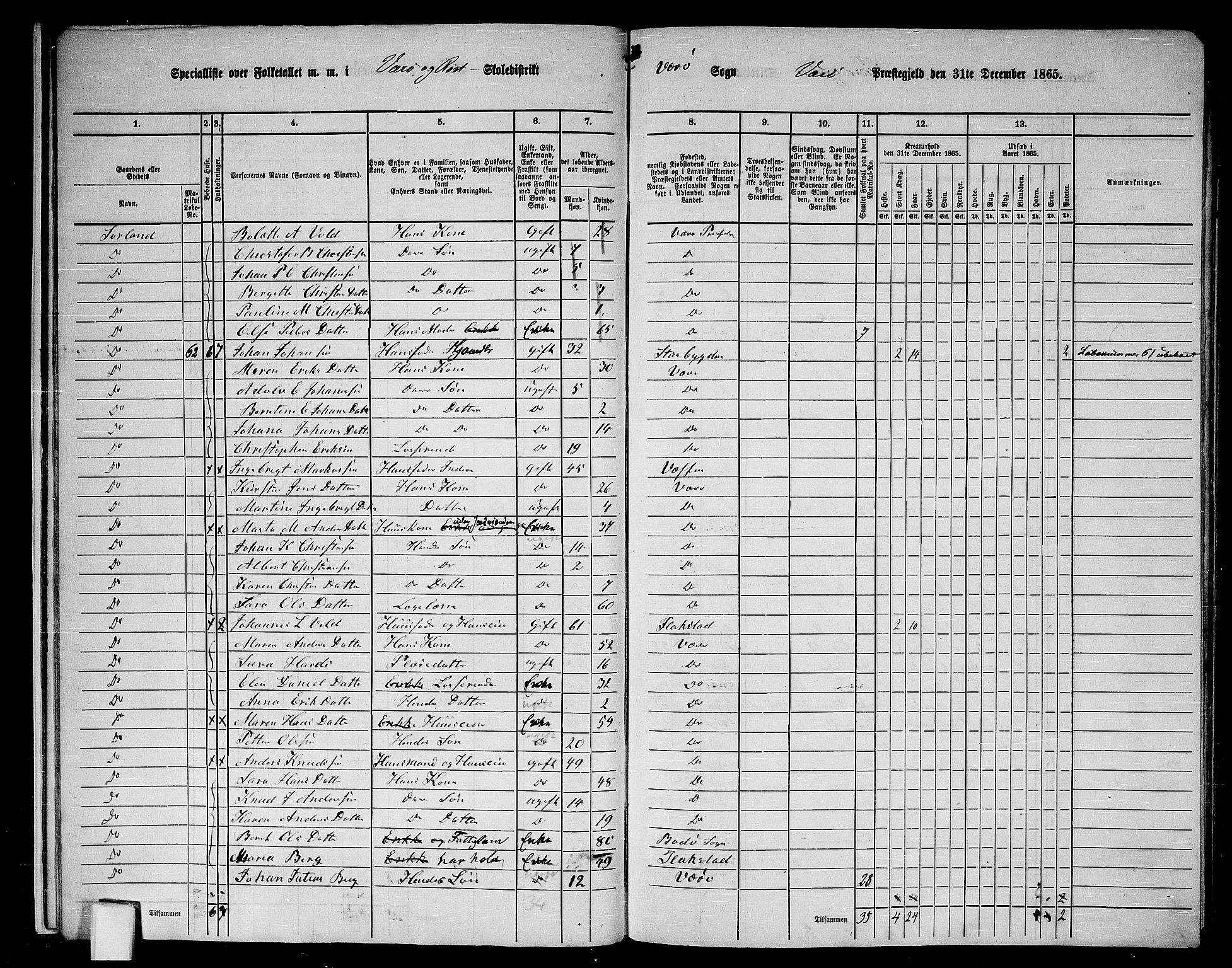 RA, 1865 census for Værøy, 1865, p. 14