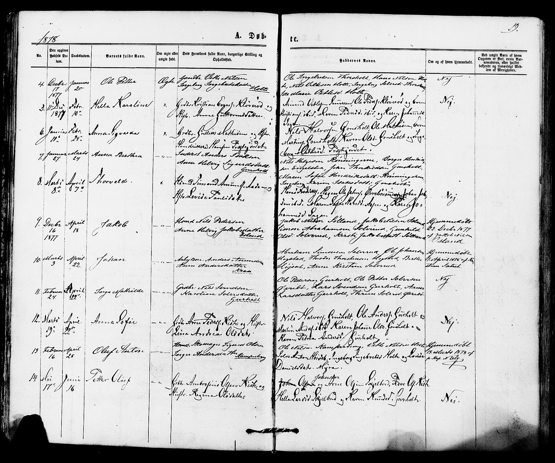 Siljan kirkebøker, AV/SAKO-A-300/F/Fa/L0002: Parish register (official) no. 2, 1870-1895, p. 19