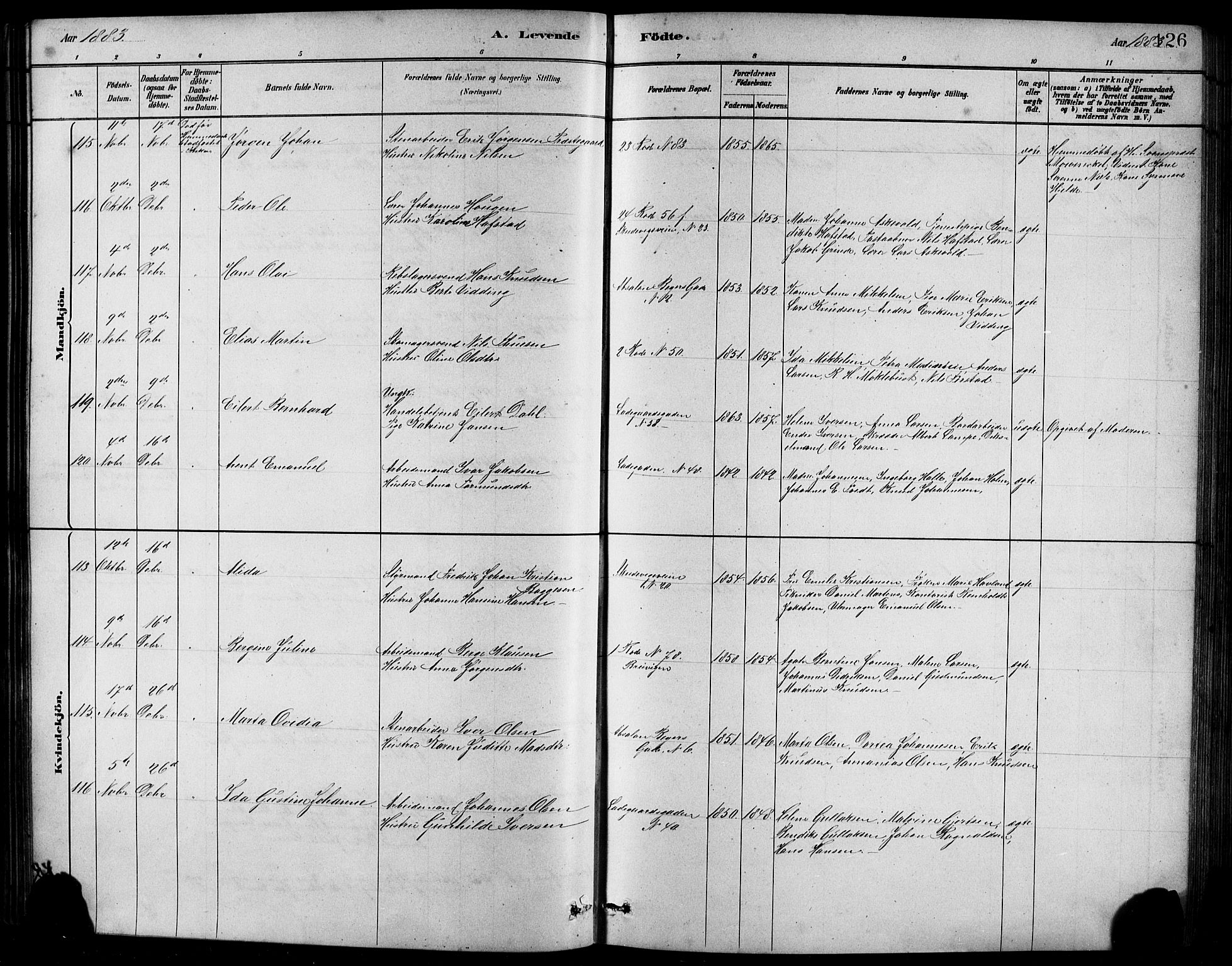 Sandviken Sokneprestembete, AV/SAB-A-77601/H/Hb/L0001: Parish register (copy) no. A 2, 1879-1892, p. 126