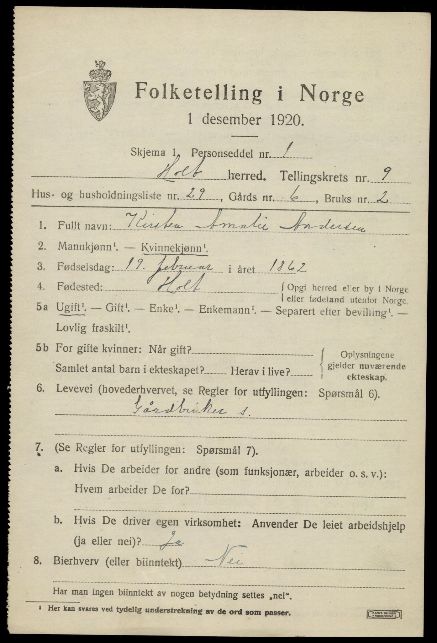 SAK, 1920 census for Holt, 1920, p. 5414