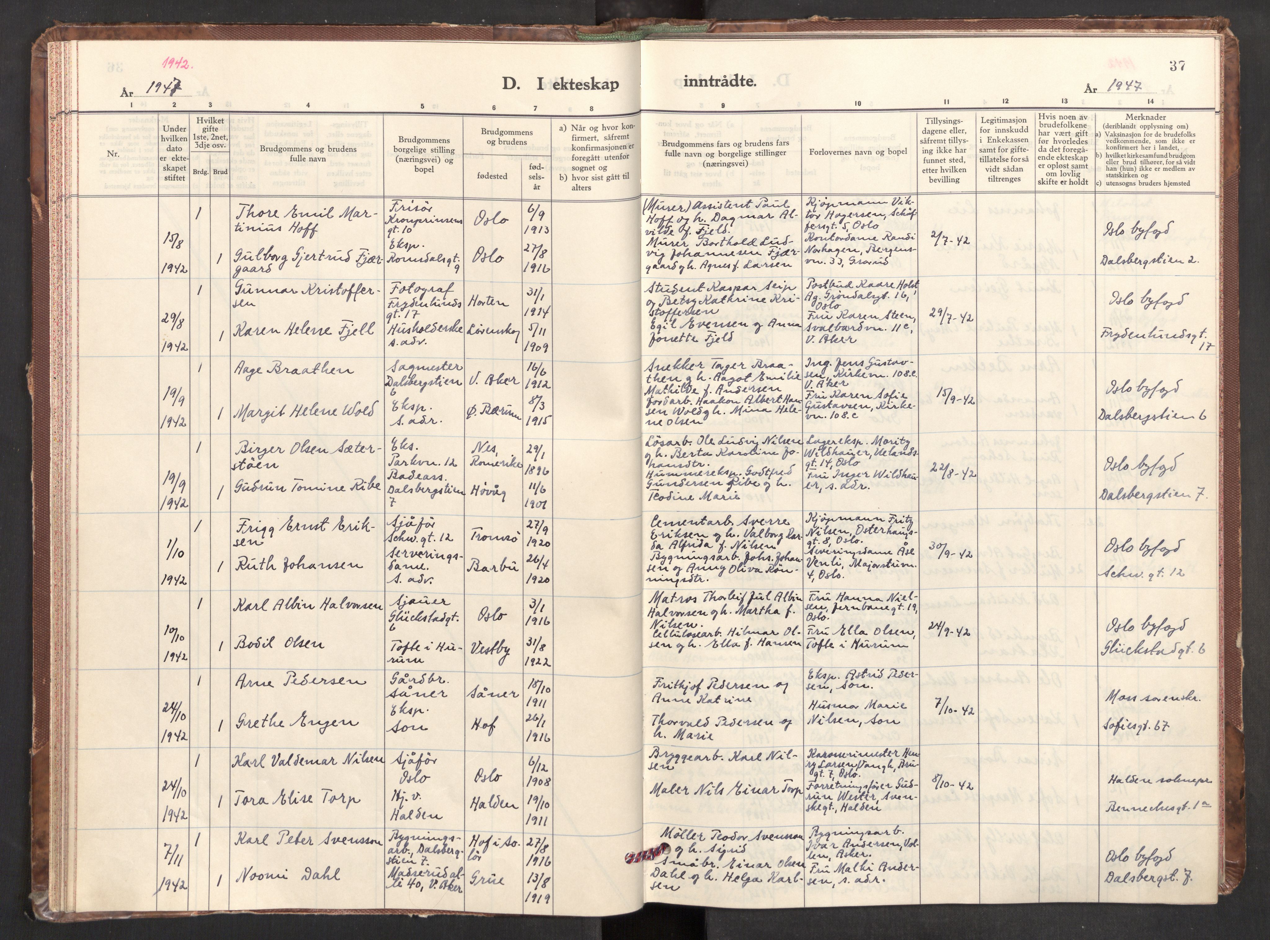 Markus prestekontor Kirkebøker, AV/SAO-A-10830/F/L0005: Parish register (official) no. 5, 1942-1960, p. 37