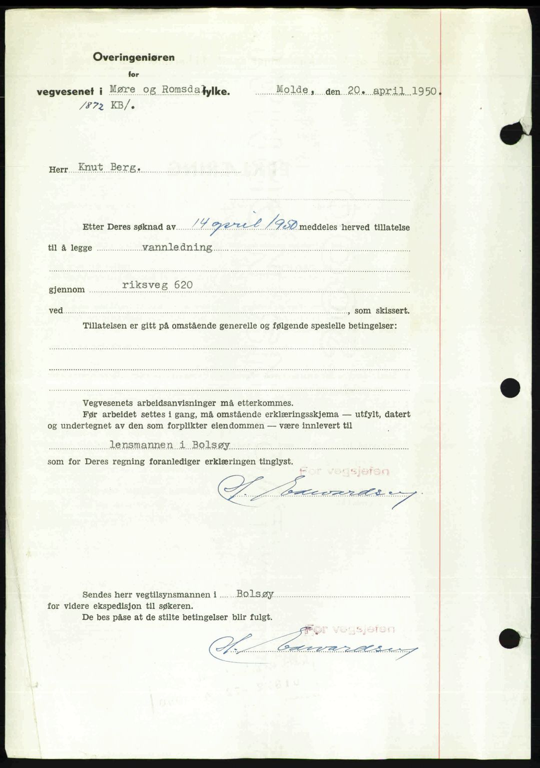 Romsdal sorenskriveri, AV/SAT-A-4149/1/2/2C: Mortgage book no. A34, 1950-1950, Diary no: : 2295/1950