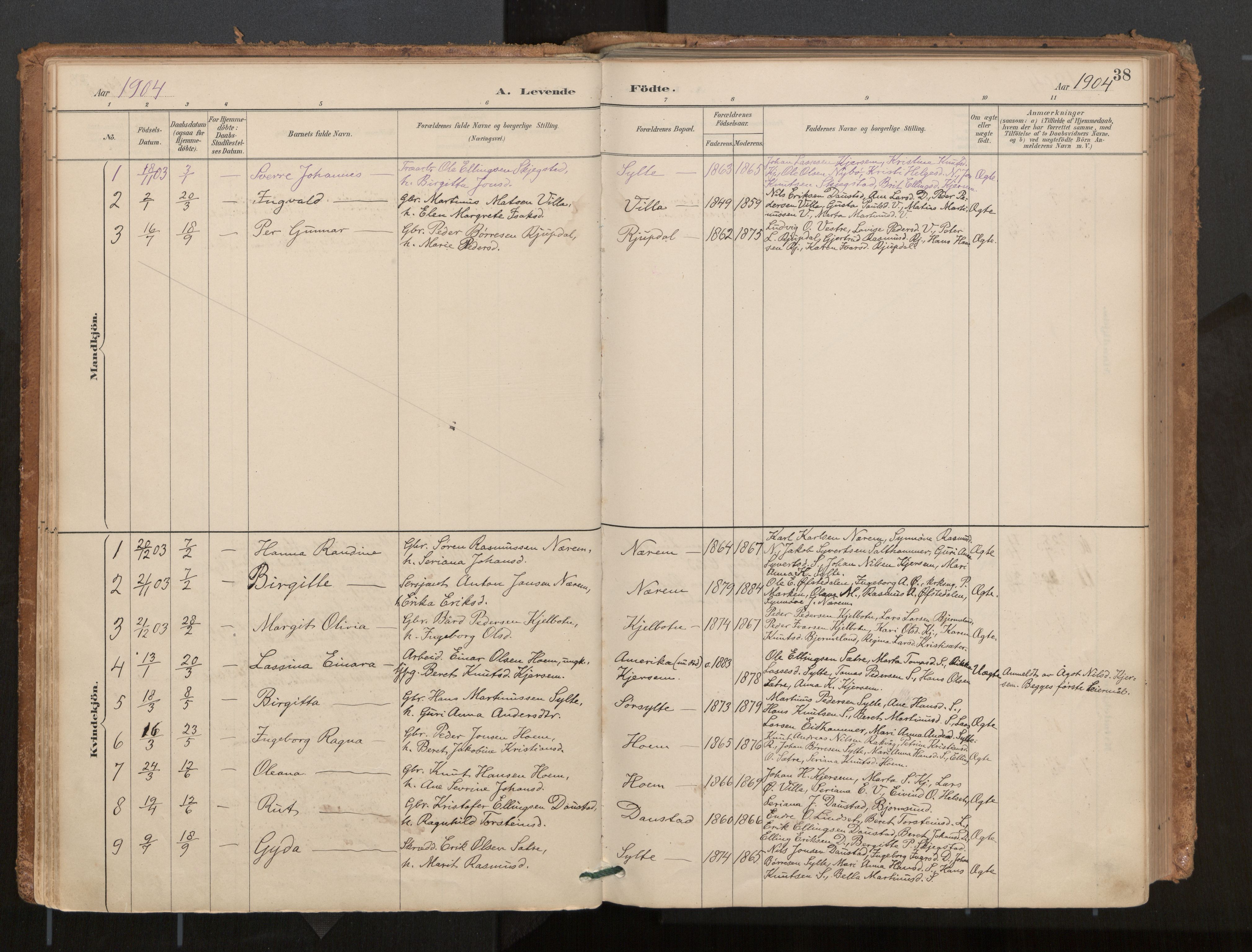 Ministerialprotokoller, klokkerbøker og fødselsregistre - Møre og Romsdal, SAT/A-1454/541/L0545a: Parish register (official) no. 541A03, 1887-1912, p. 38