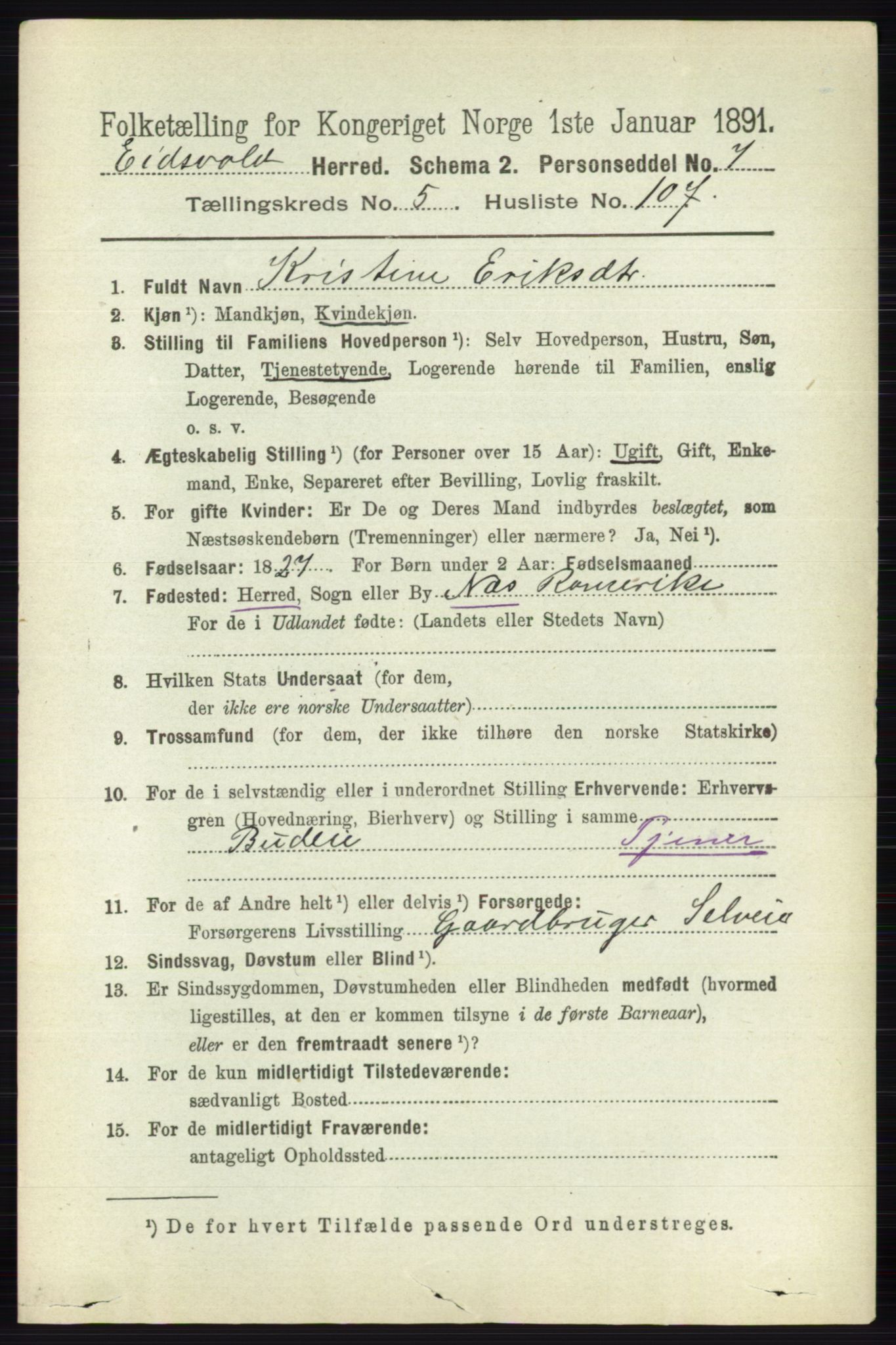 RA, 1891 census for 0237 Eidsvoll, 1891, p. 3654