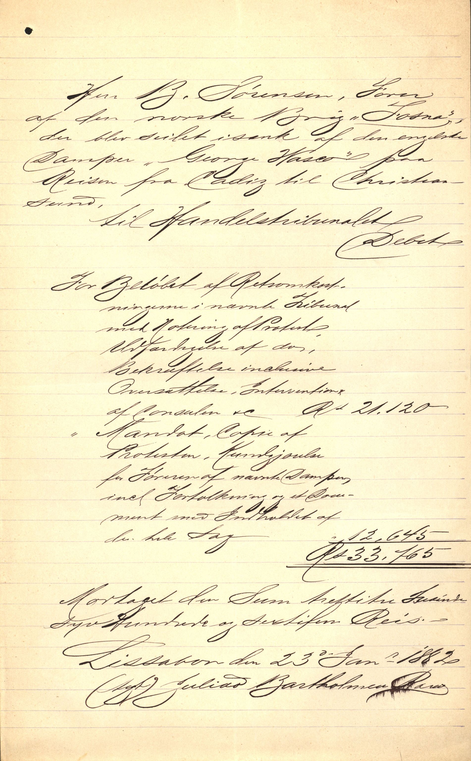 Pa 63 - Østlandske skibsassuranceforening, VEMU/A-1079/G/Ga/L0014/0010: Havaridokumenter / Solveig, Spes & Fides, Framnes, Fosna, 1882, p. 16