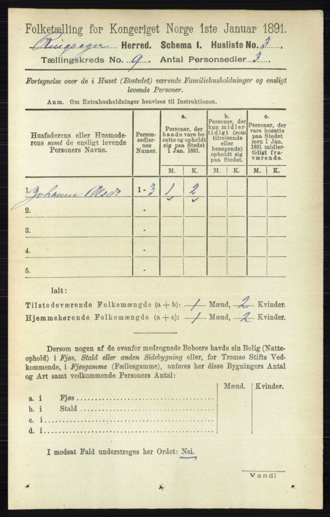 RA, 1891 census for 0412 Ringsaker, 1891, p. 4946