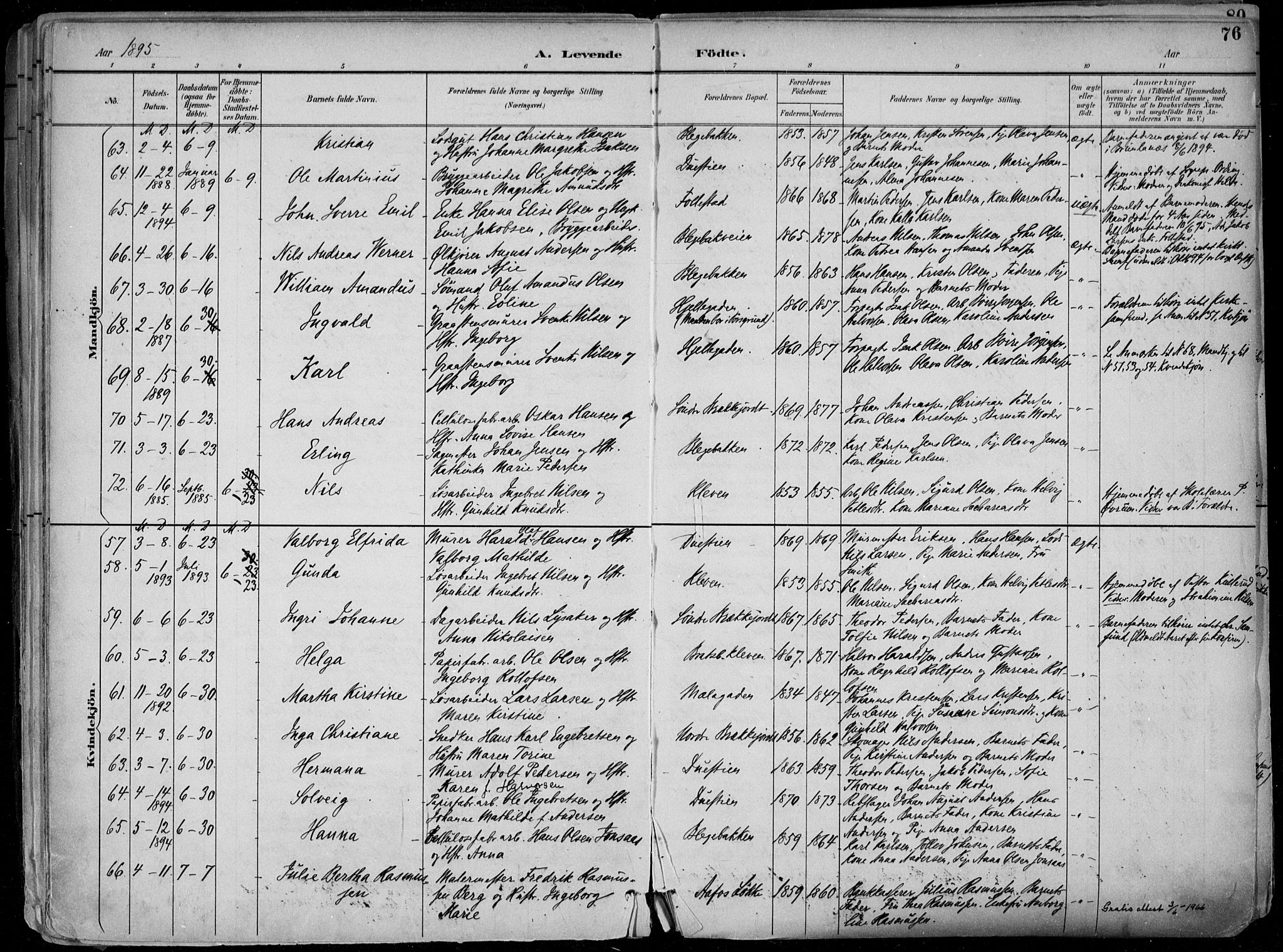 Skien kirkebøker, SAKO/A-302/F/Fa/L0010: Parish register (official) no. 10, 1891-1899, p. 76