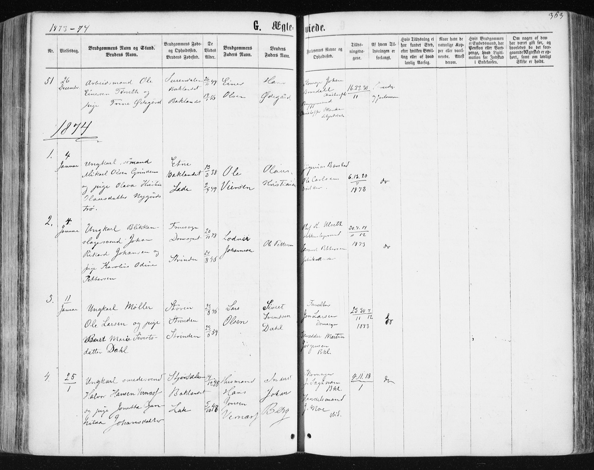 Ministerialprotokoller, klokkerbøker og fødselsregistre - Sør-Trøndelag, SAT/A-1456/604/L0186: Parish register (official) no. 604A07, 1866-1877, p. 363