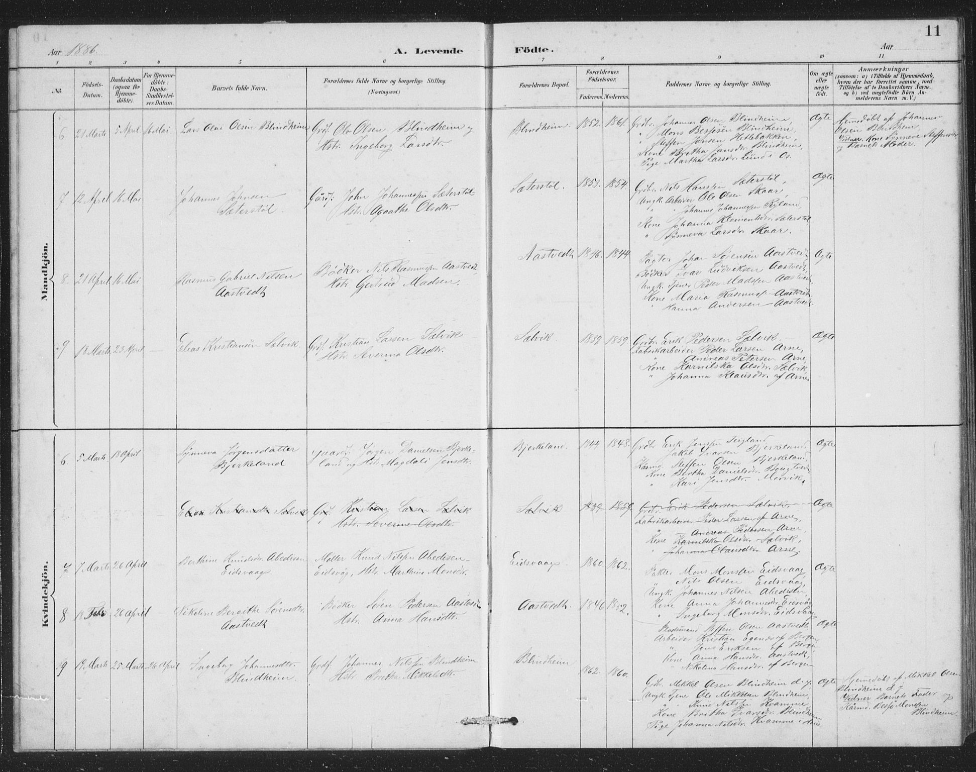Åsane sokneprestembete, SAB/A-79401/H/Hab: Parish register (copy) no. A 2, 1885-1898, p. 11