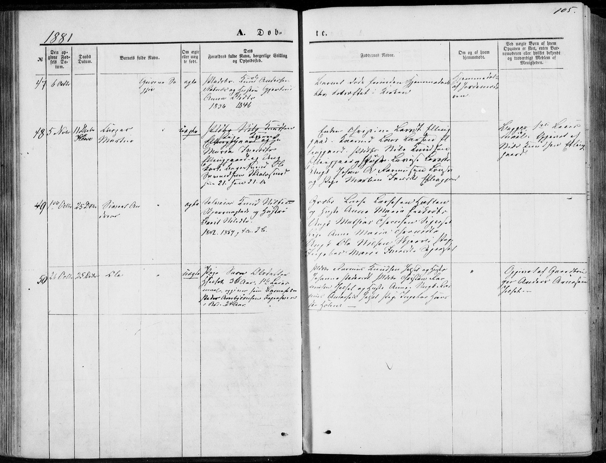 Ministerialprotokoller, klokkerbøker og fødselsregistre - Møre og Romsdal, AV/SAT-A-1454/555/L0655: Parish register (official) no. 555A05, 1869-1886, p. 105