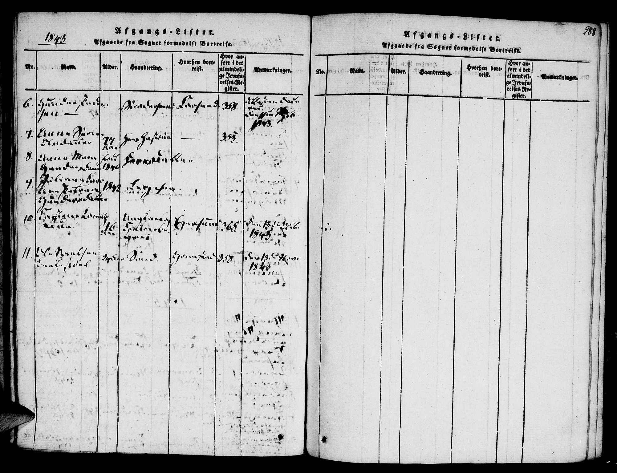 Vestre Moland sokneprestkontor, SAK/1111-0046/F/Fa/Fab/L0003: Parish register (official) no. A 3, 1816-1843, p. 288