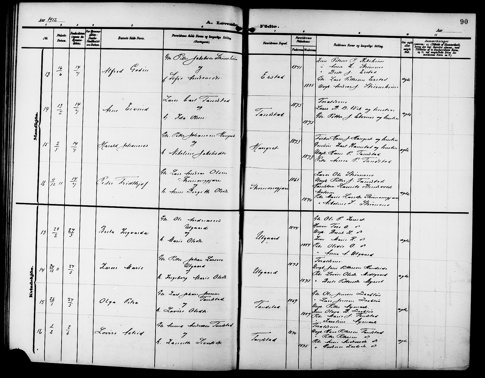 Ministerialprotokoller, klokkerbøker og fødselsregistre - Møre og Romsdal, SAT/A-1454/523/L0341: Parish register (copy) no. 523C04, 1903-1916, p. 90
