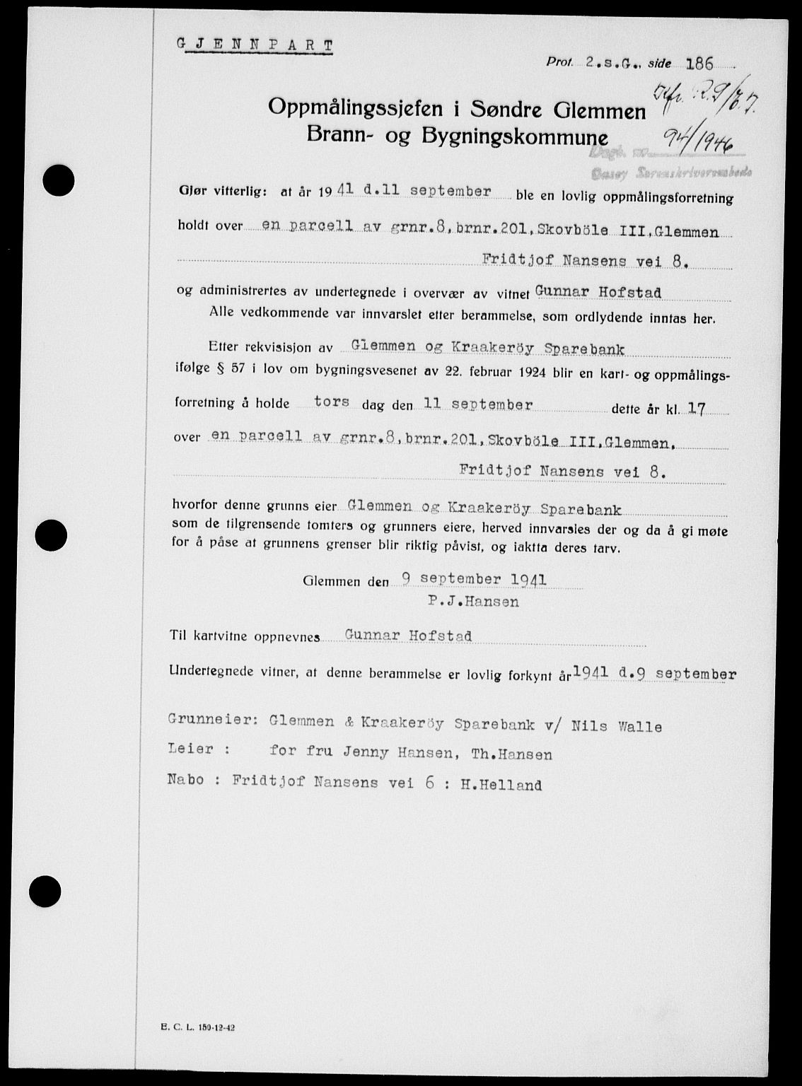 Onsøy sorenskriveri, SAO/A-10474/G/Ga/Gab/L0015: Mortgage book no. II A-15, 1945-1946, Diary no: : 94/1946