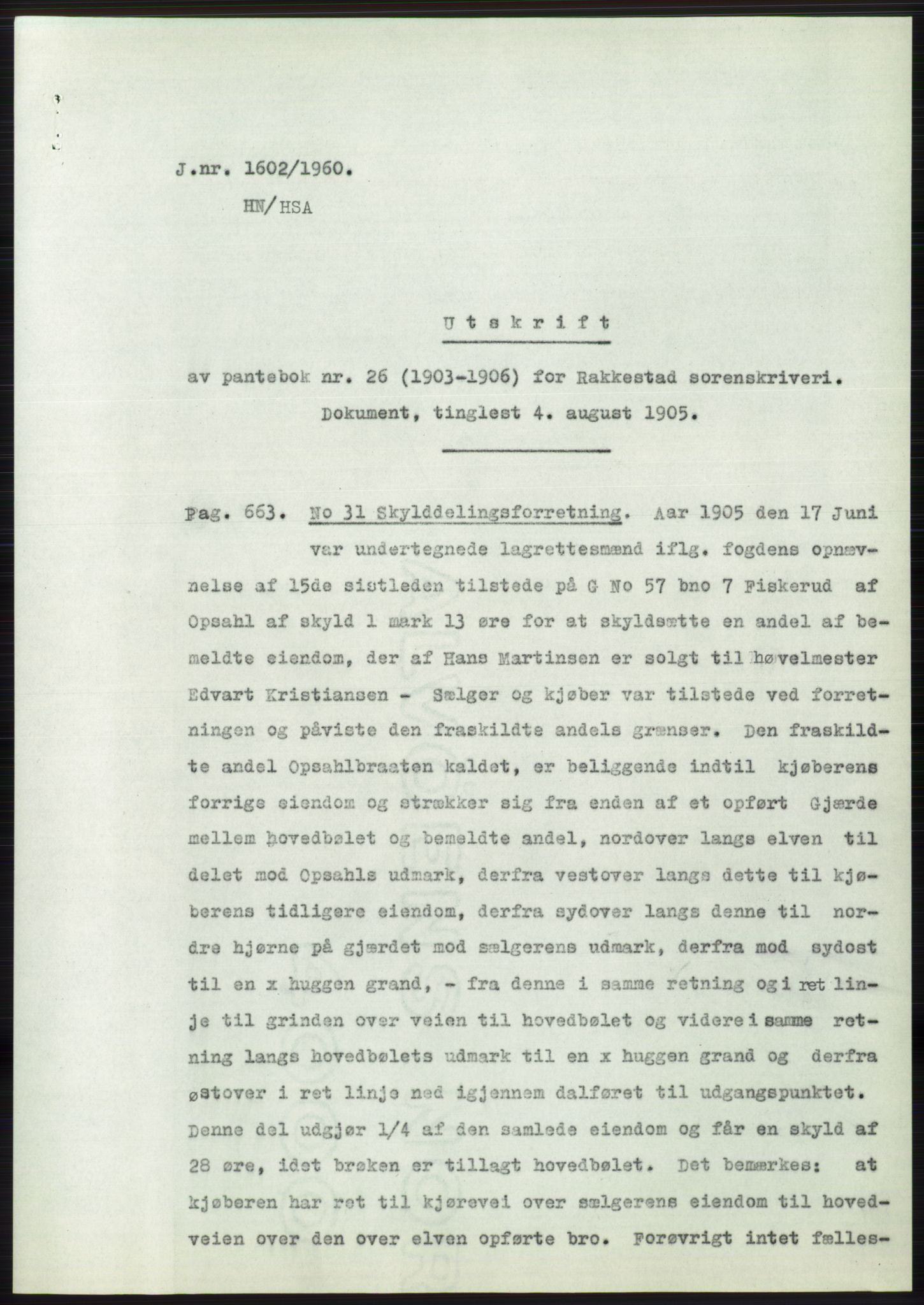 Statsarkivet i Oslo, SAO/A-10621/Z/Zd/L0012: Avskrifter, j.nr 802-1722/1960, 1960, p. 397