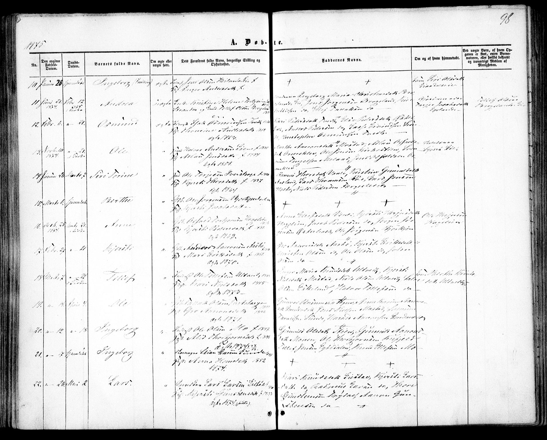 Gjerstad sokneprestkontor, SAK/1111-0014/F/Fa/Faa/L0007: Parish register (official) no. A 7, 1858-1875, p. 98